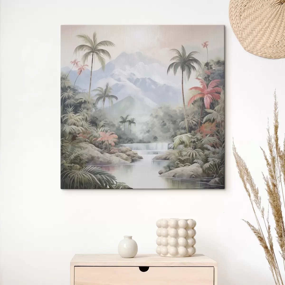 carta da parati Fiume nella foresta tropicale di fronte alle montagne nr. s45913