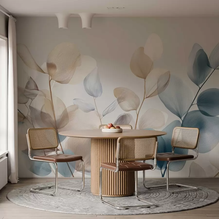 carta da parati eleganti foglie di eucalipto con venature nr. w04503