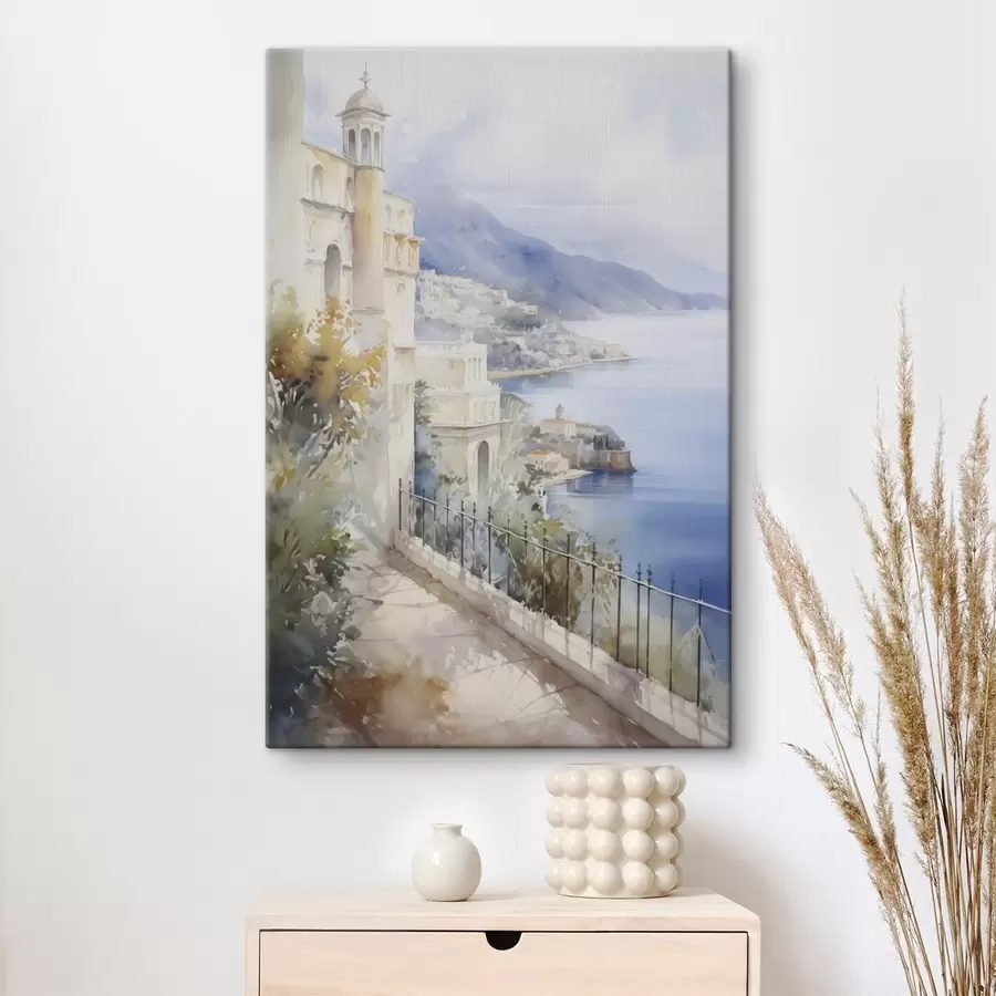 carta da parati Baia vicino alla città imitazione dell'acquerello nr. s45979