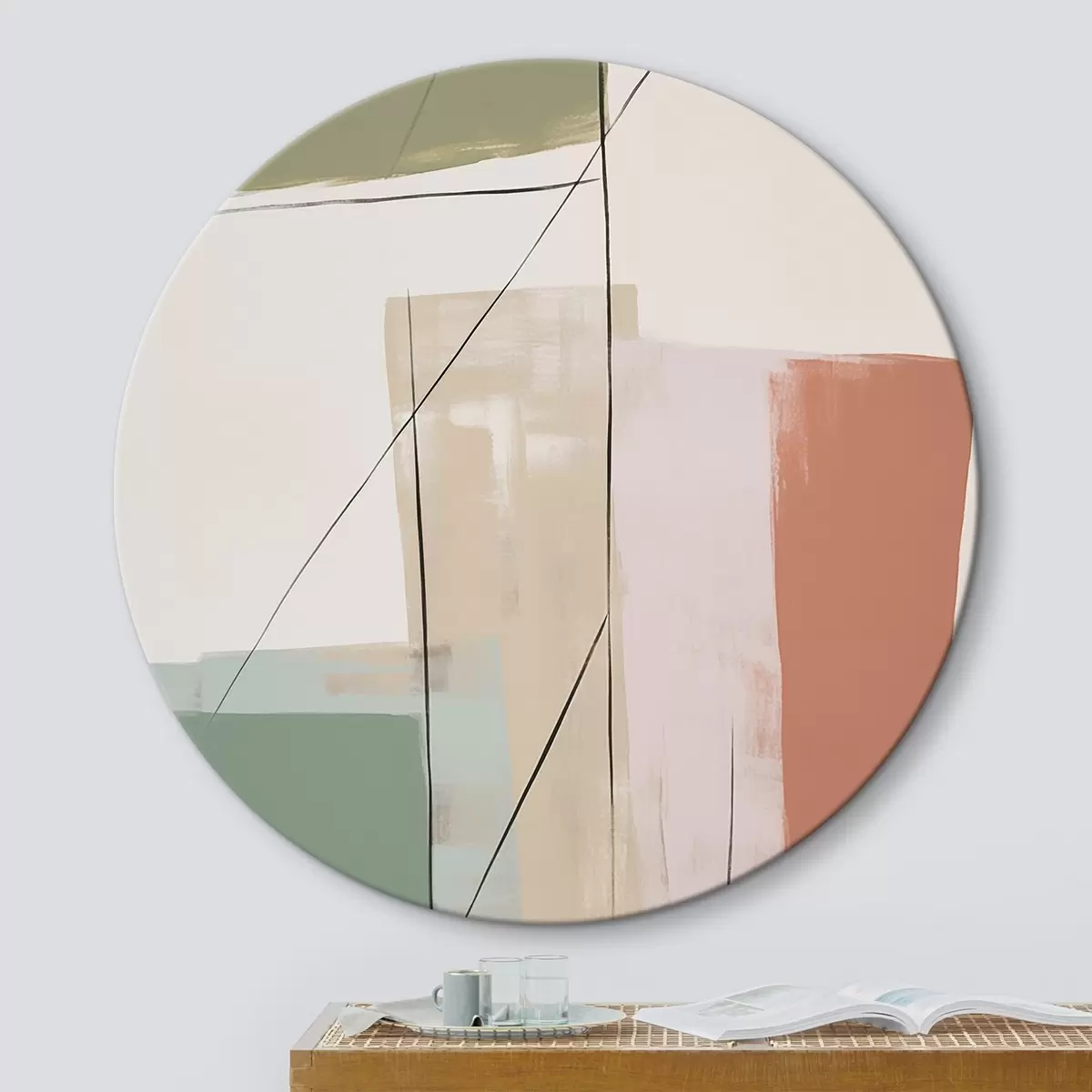 Quadri rotondi Astrazione con imitazione di abrasioni r45974