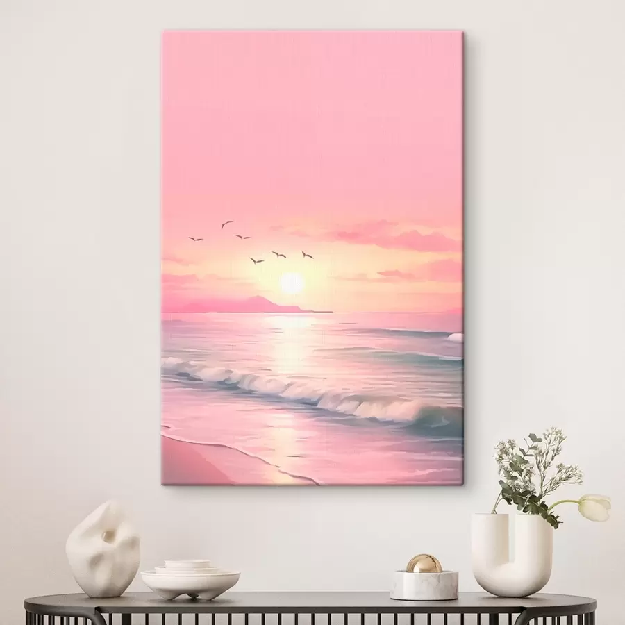 carta da parati Tramonto rosa sul mare nr. s45955