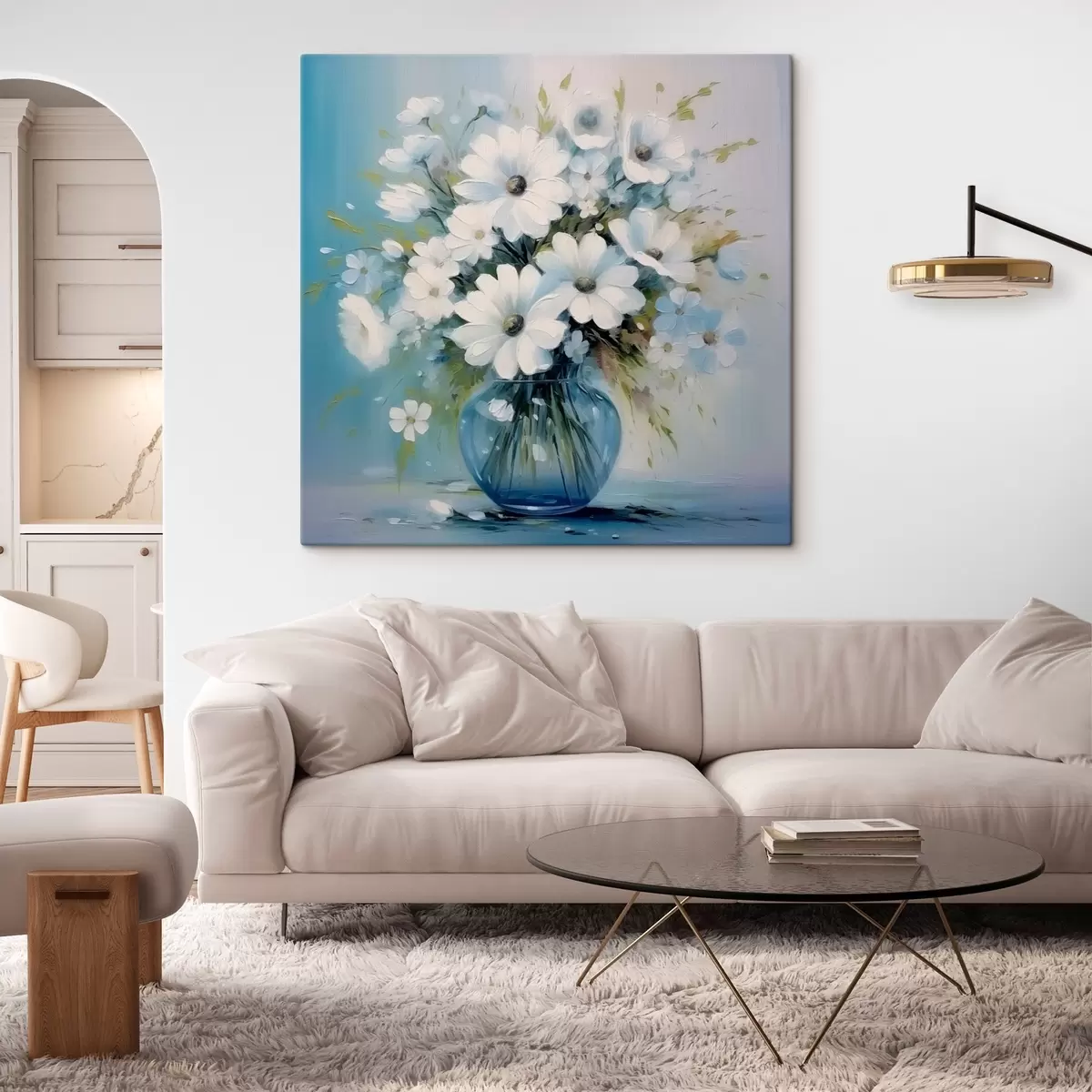 carta da parati Bouquet di margherite in un vaso blu nr. s45959