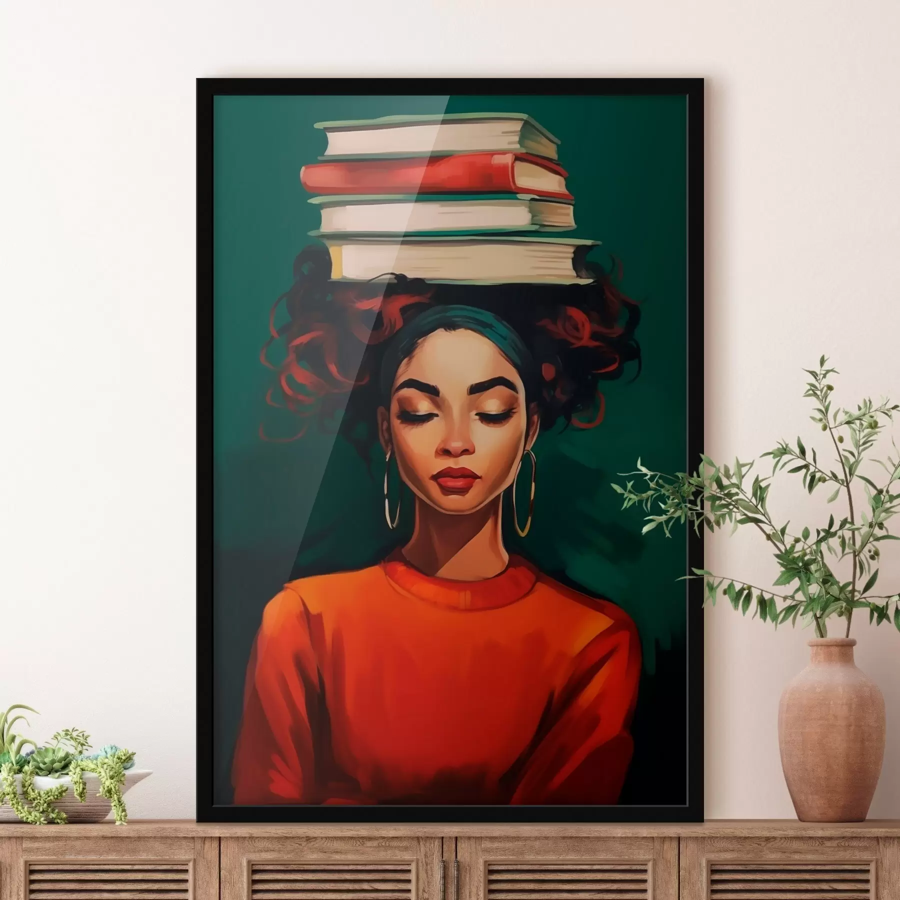 carta da parati Donna con libri sulla testa nr. f45952