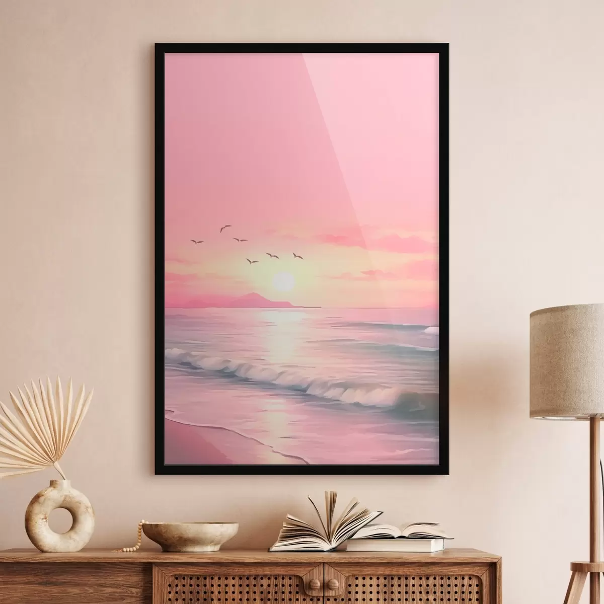 Poster Tramonto rosa sul mare f45955