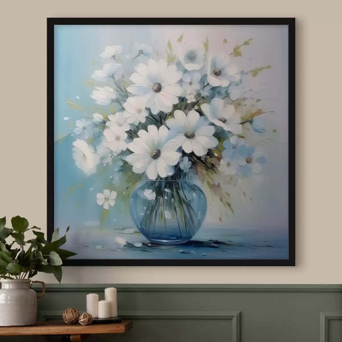 Poster Bouquet di margherite in un vaso blu f45959