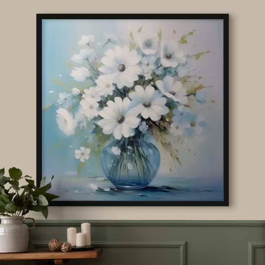 carta da parati Bouquet di margherite in un vaso blu nr. f45959