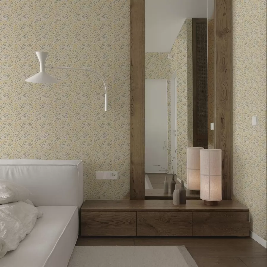 carta da parati Fiori gialli acquerellati su sfondo chiaro nr. a00570