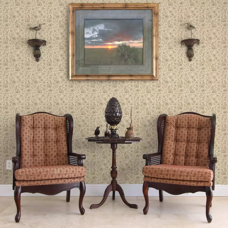 carta da parati Conigli e uccelli in un motivo floreale nr. a00571