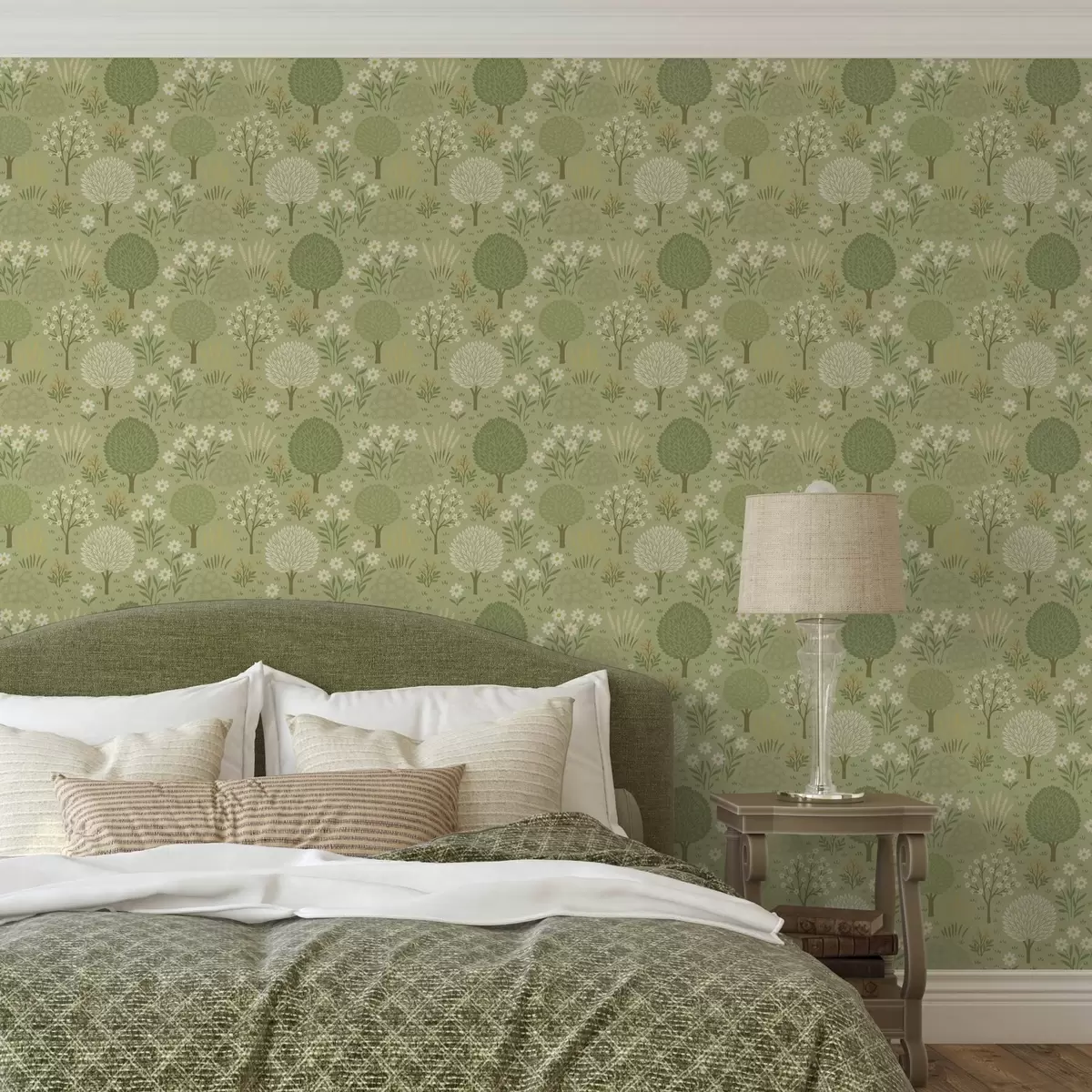 Carta da parati Il giardino verde dei bambini: alberi, fiori e grano a00586