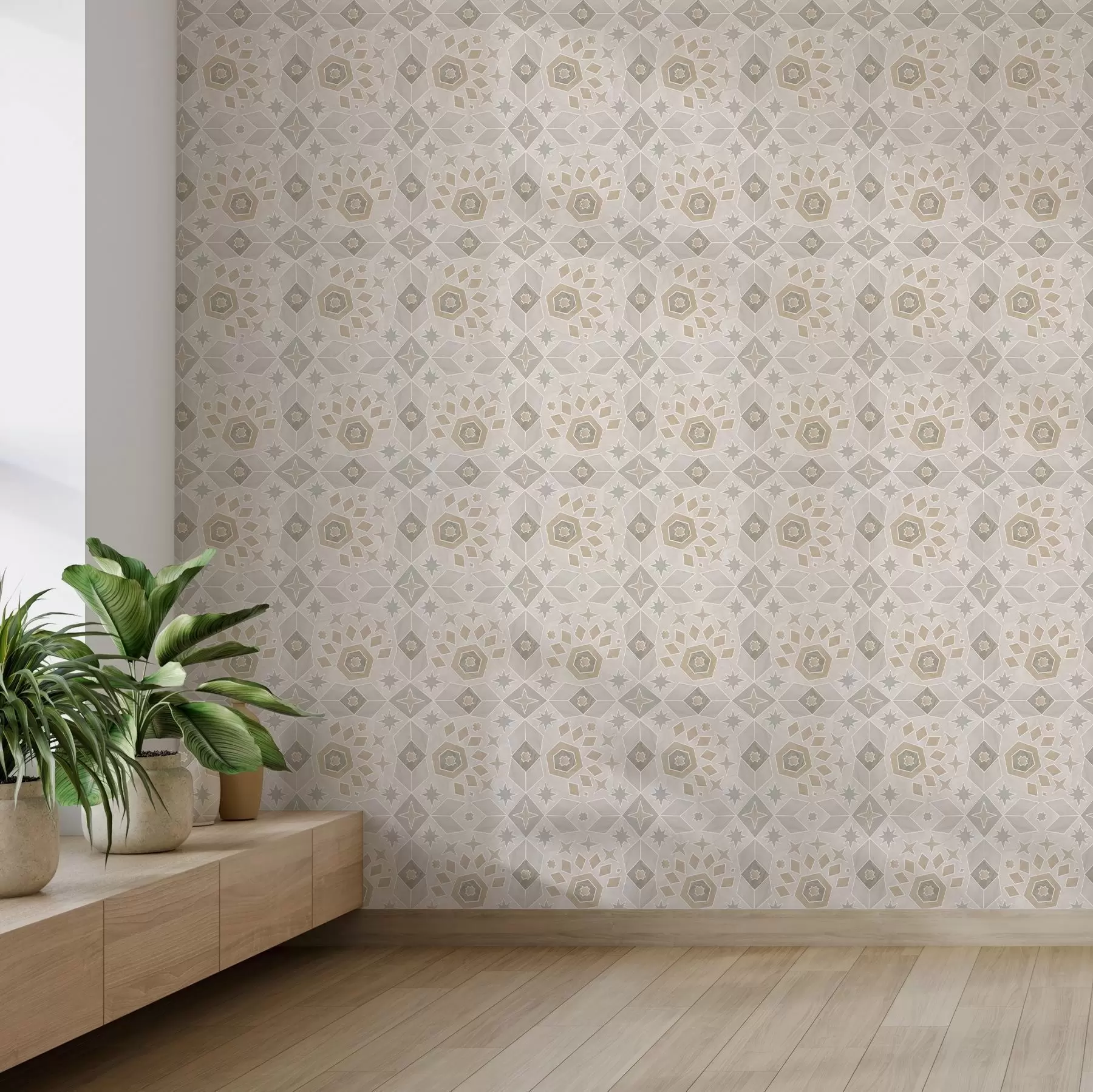 carta da parati Motivo geometrico a mosaico nei toni caldi del beige nr. a00606