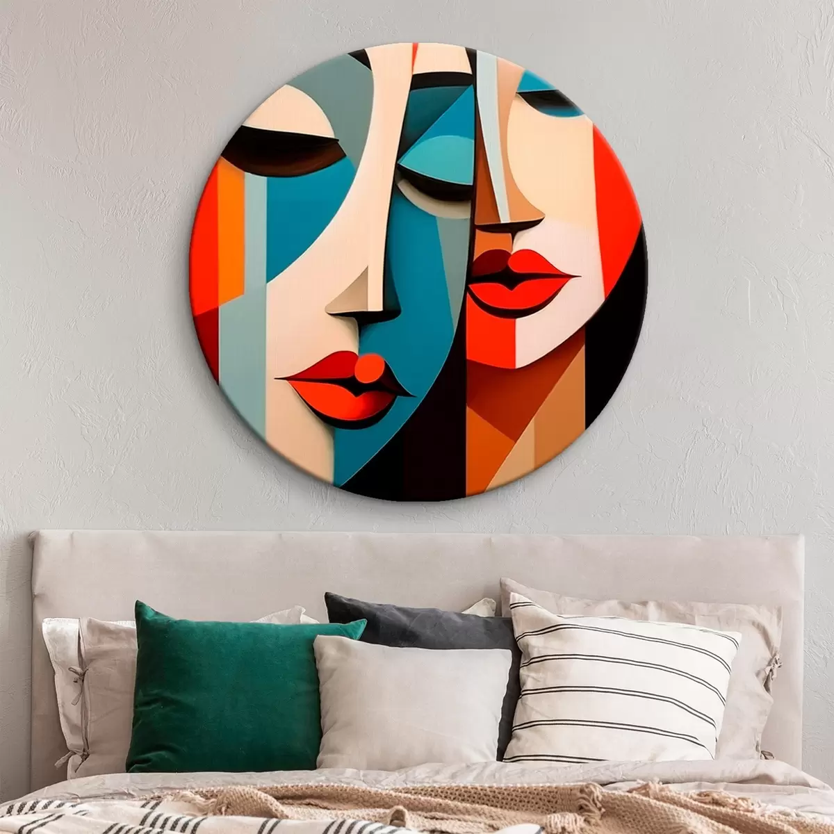Quadri rotondi Ritratto femminile geometrico r45966