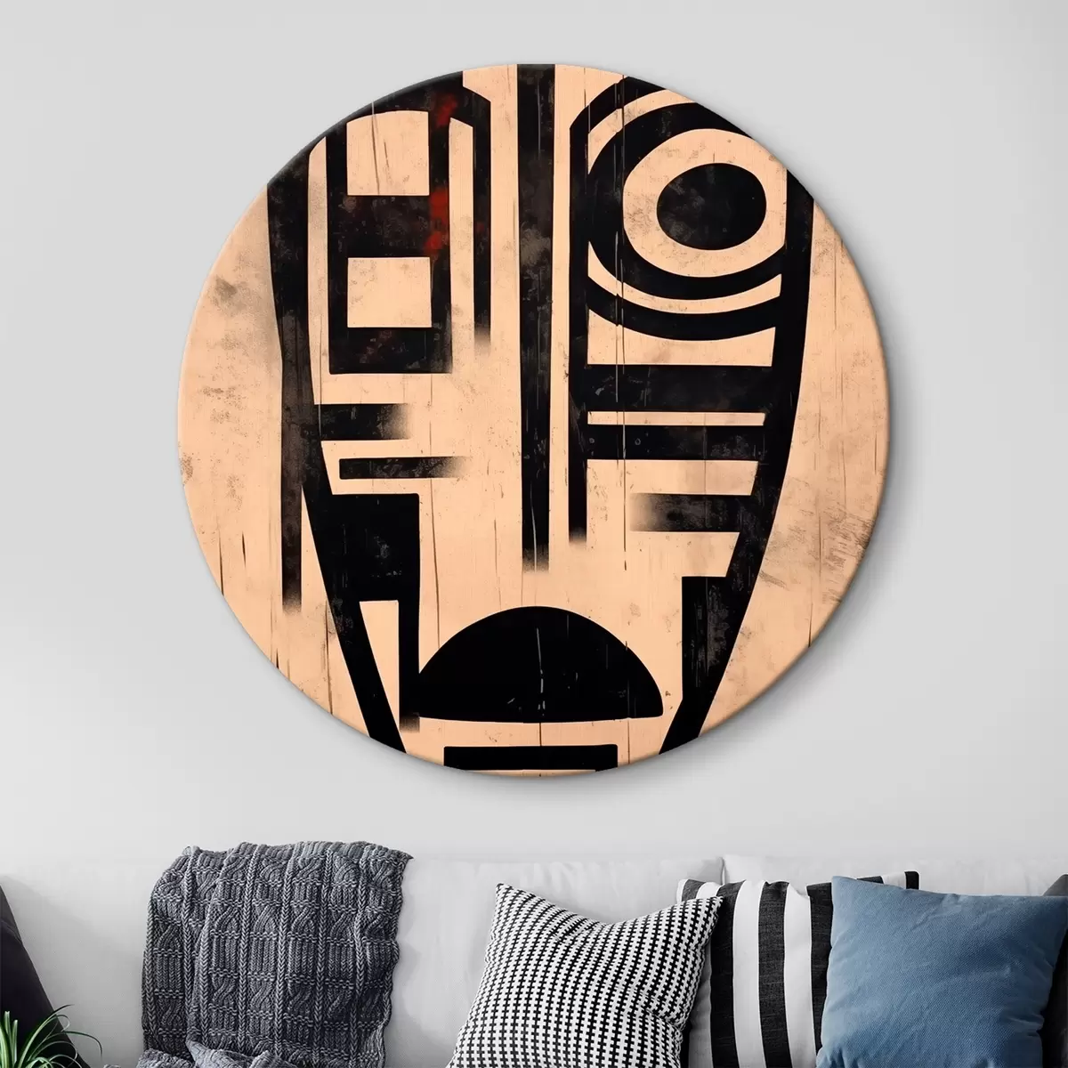 Quadri rotondi Volto astratto geometrico r45971