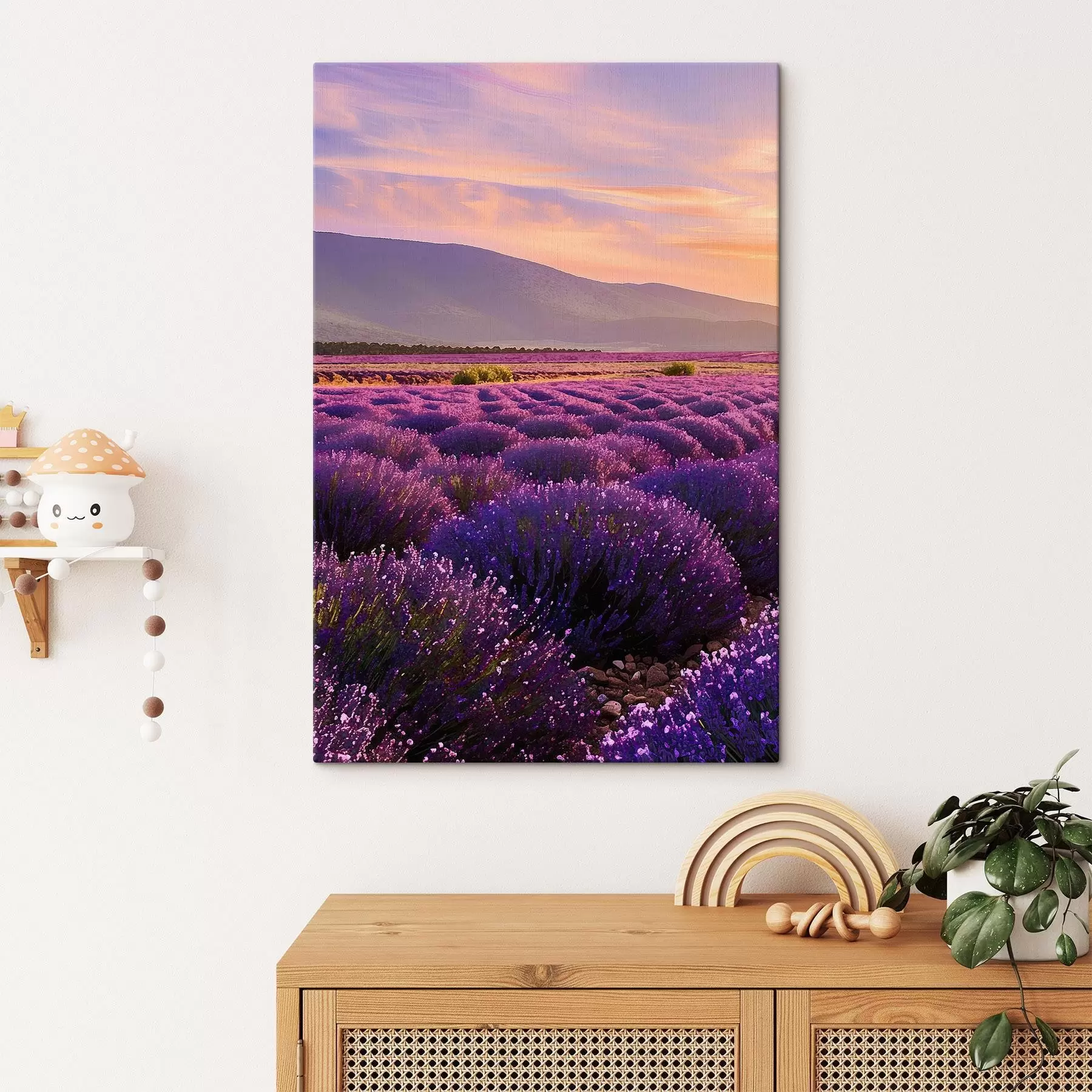 carta da parati Campi di lavanda sullo sfondo delle montagne nr. s45662