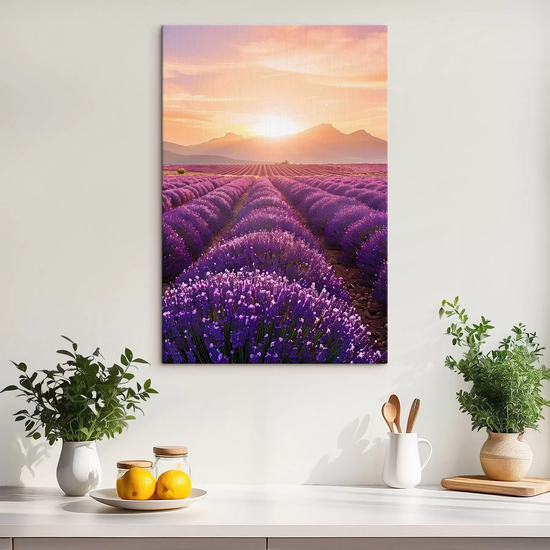 carta da parati Tramonto in un campo di lavanda nr. s45663