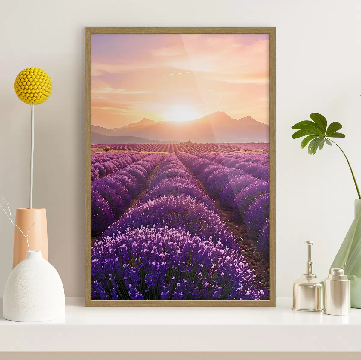 Poster Tramonto in un campo di lavanda f45663