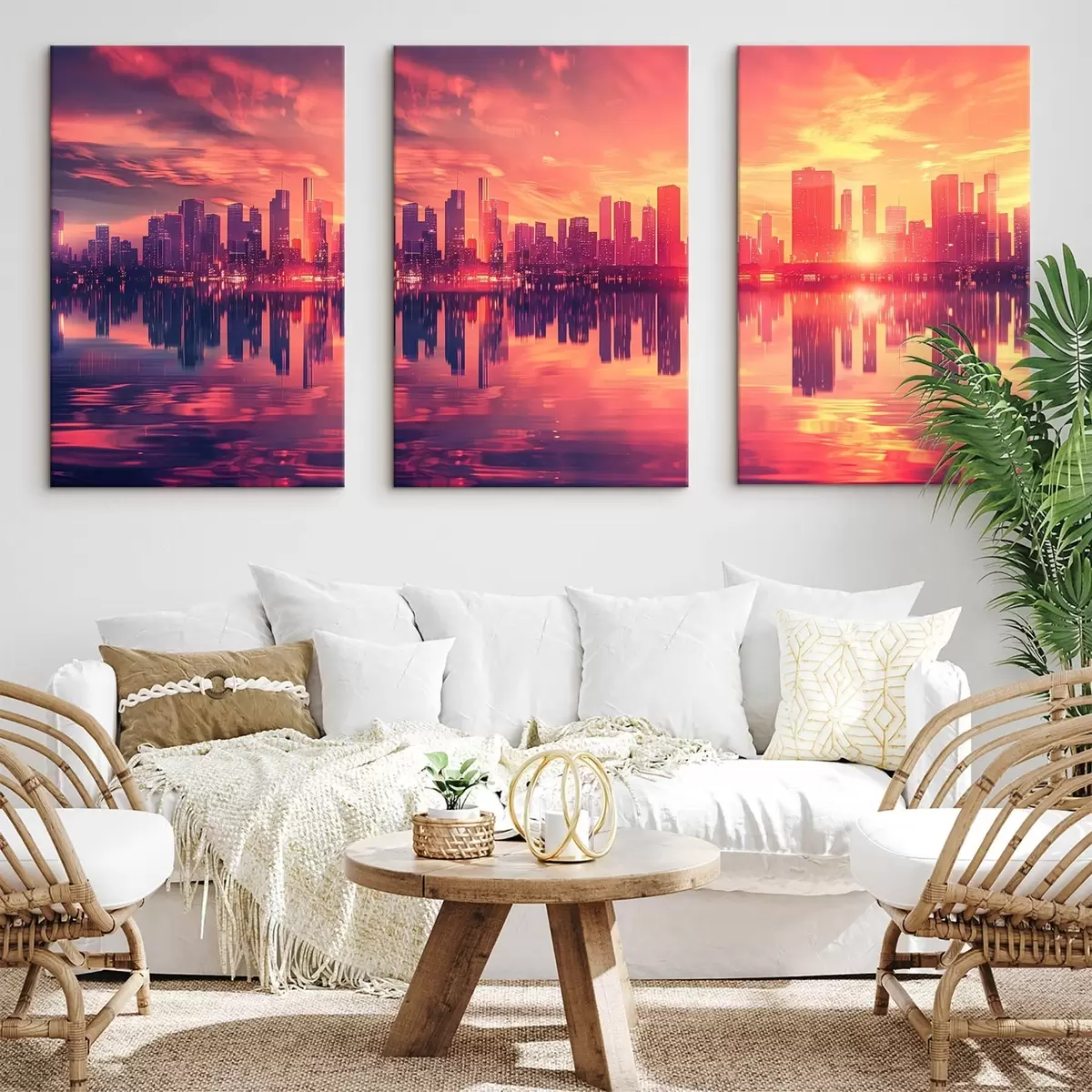 carta da parati Romantico tramonto con una città moderna sullo sfondo nr. m00784