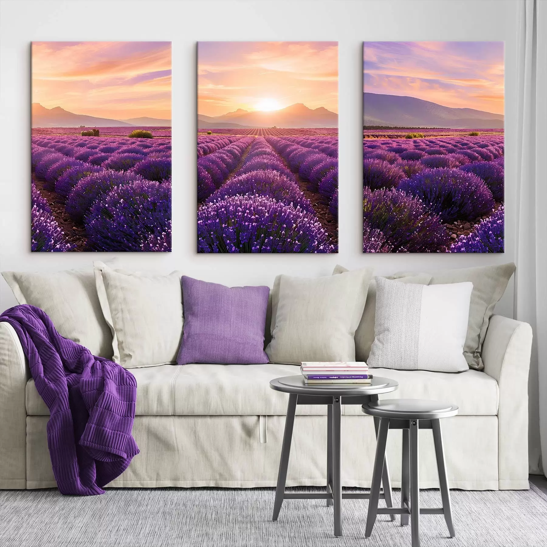 carta da parati Tramonto in un campo di lavanda nr. m00785