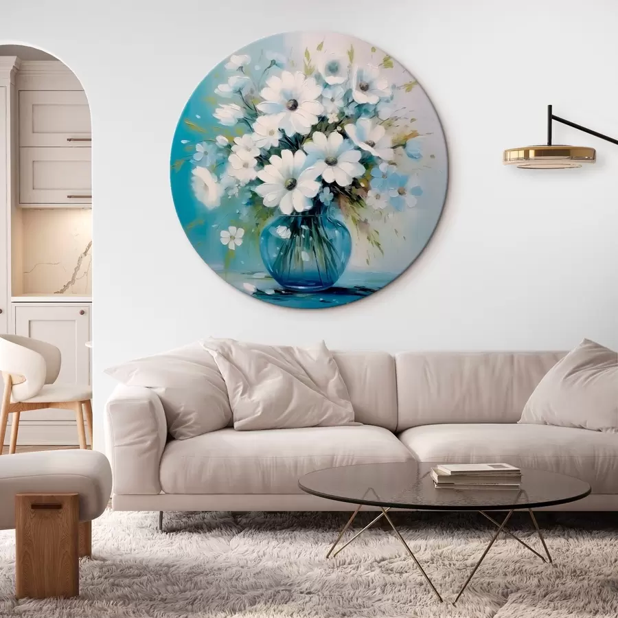 carta da parati Bouquet di margherite in un vaso blu nr. r45959