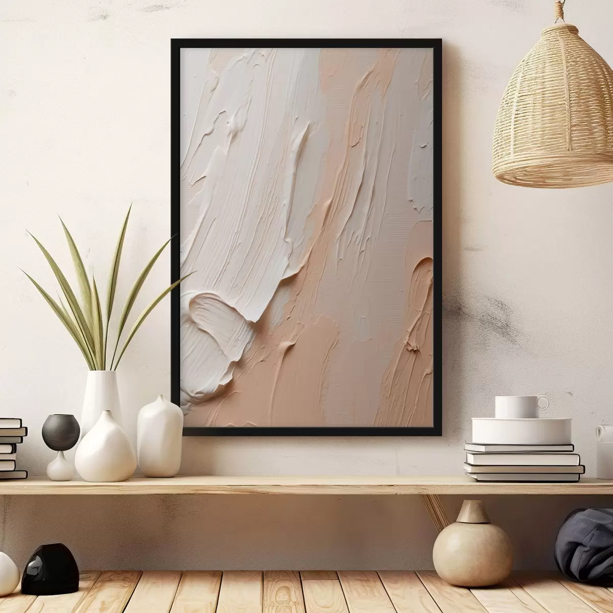 Poster Pennellate pastello testurizzate nei toni del beige-crema f45871