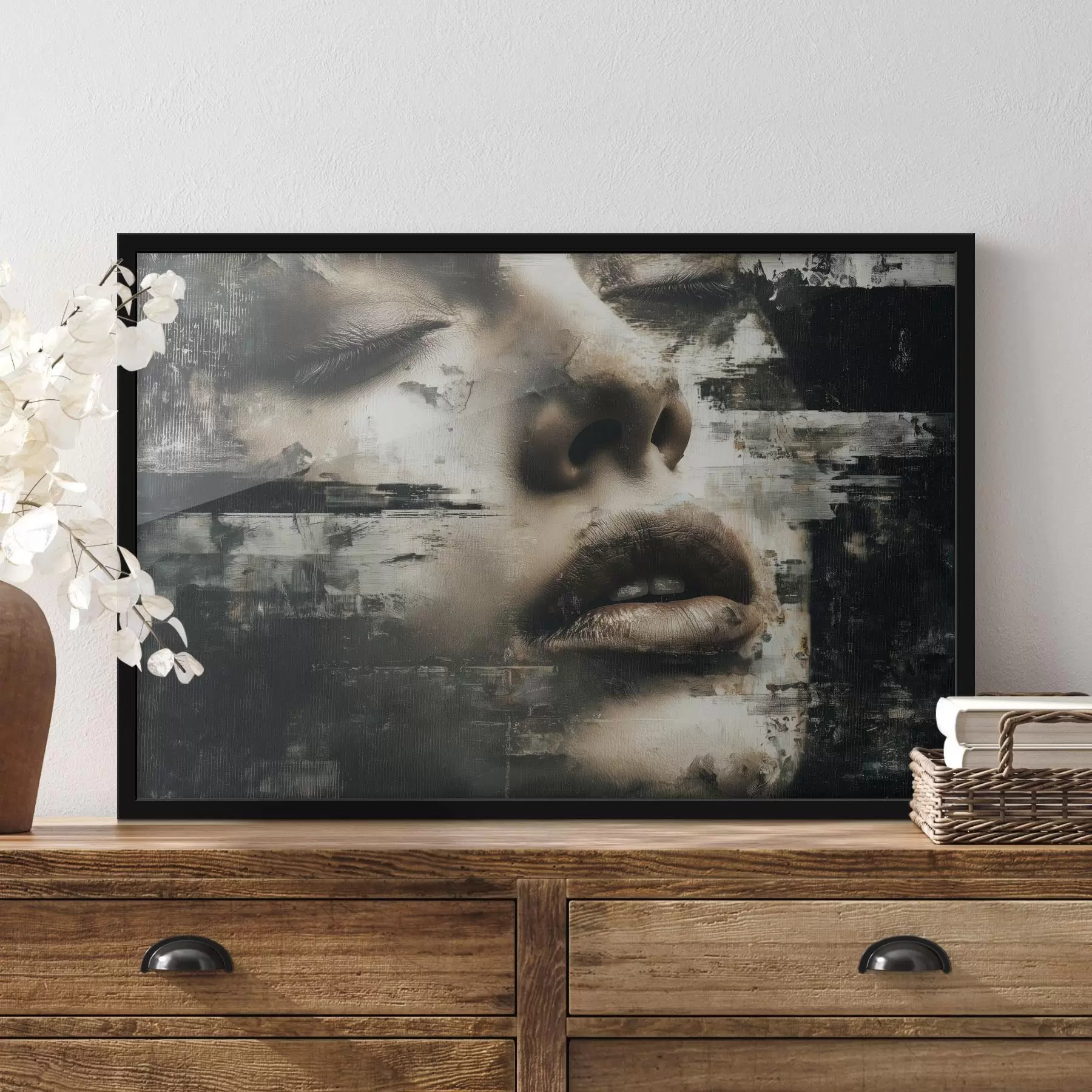 carta da parati Ritratto femminile astratto con effetto glitch e texture nr. f45873