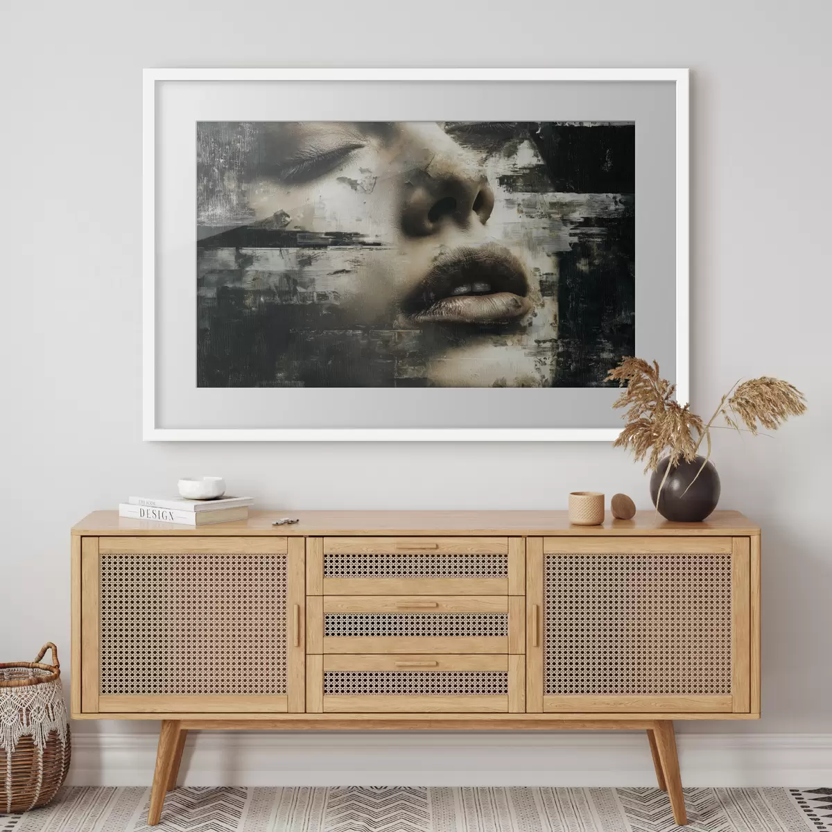 Poster Ritratto femminile astratto con effetto glitch e texture f45873