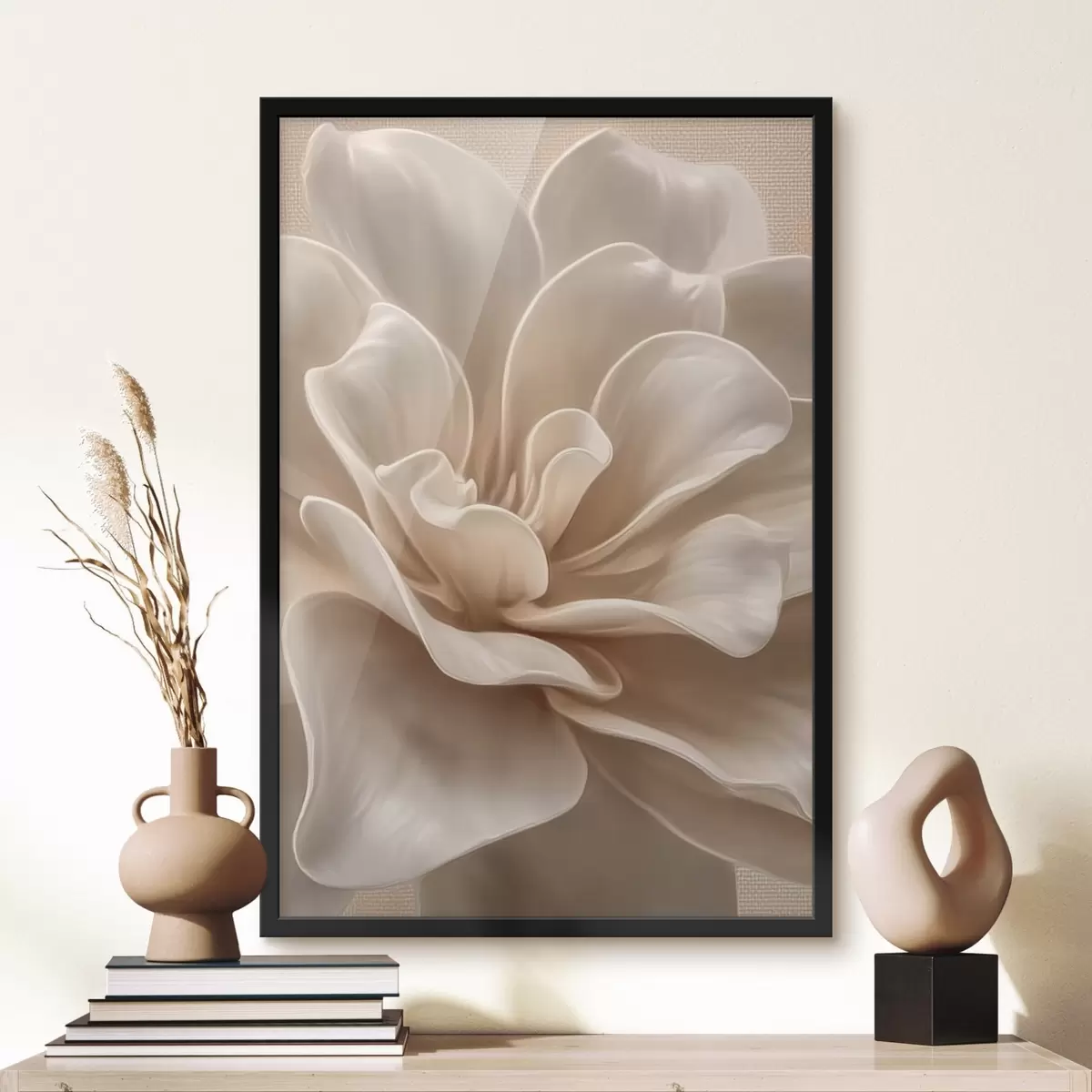 Poster Grande fiore color crema, petali morbidi macro f45874