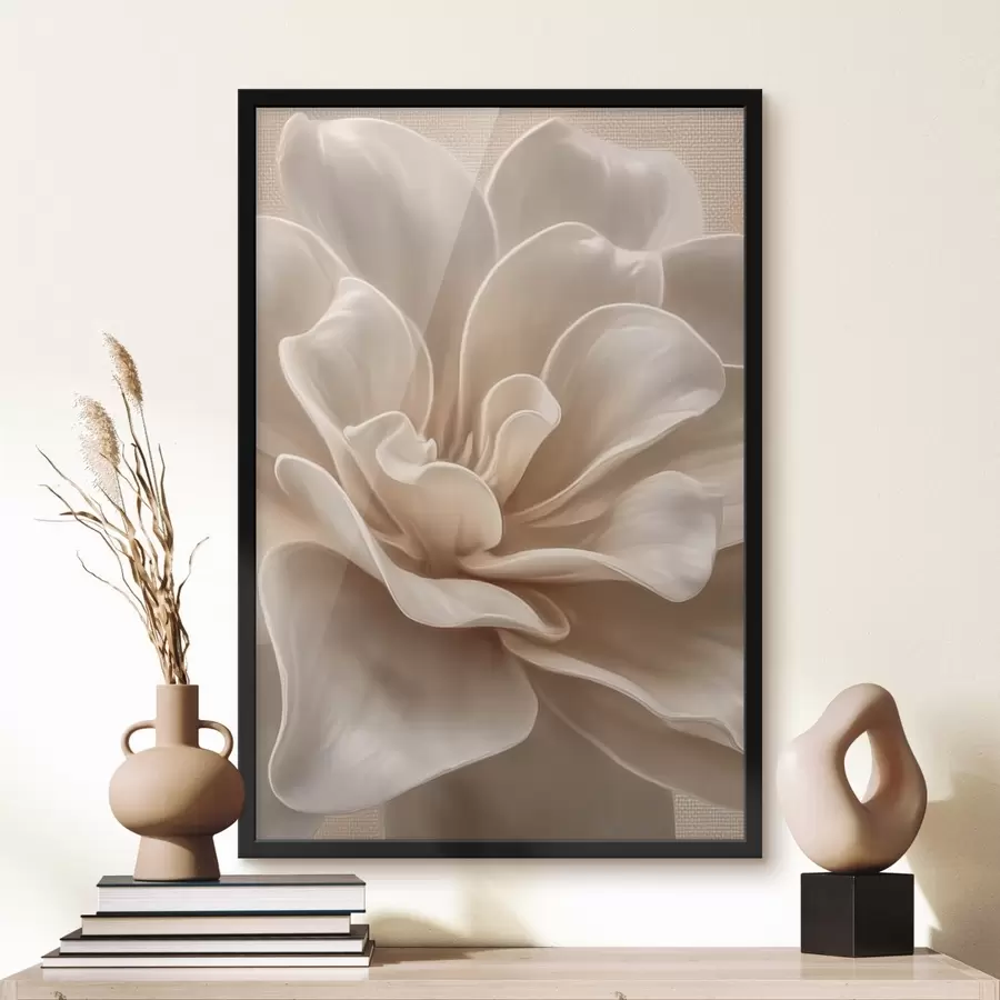 carta da parati Grande fiore color crema, petali morbidi macro nr. f45874