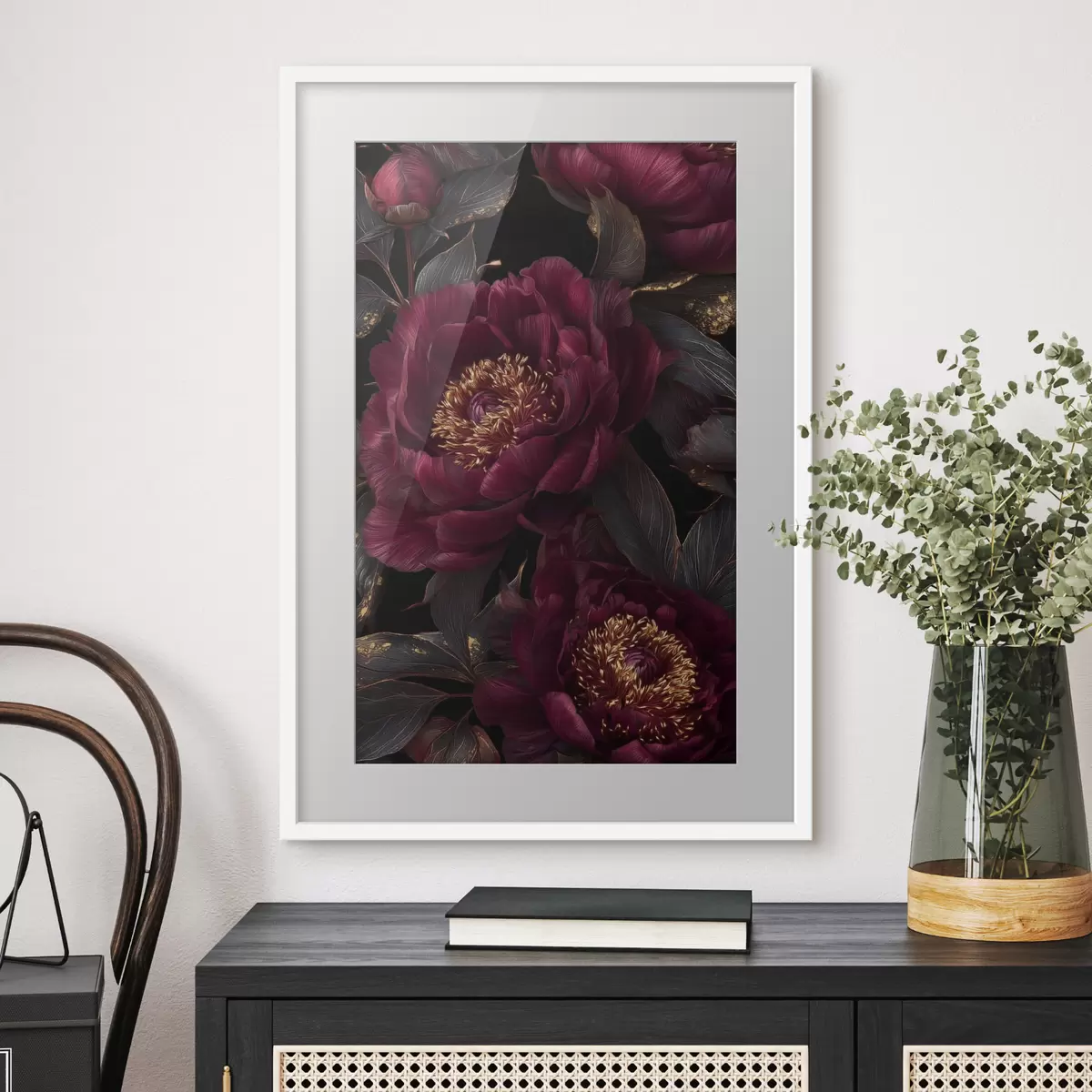 Poster Peonie bordeaux nell’ombra f45877