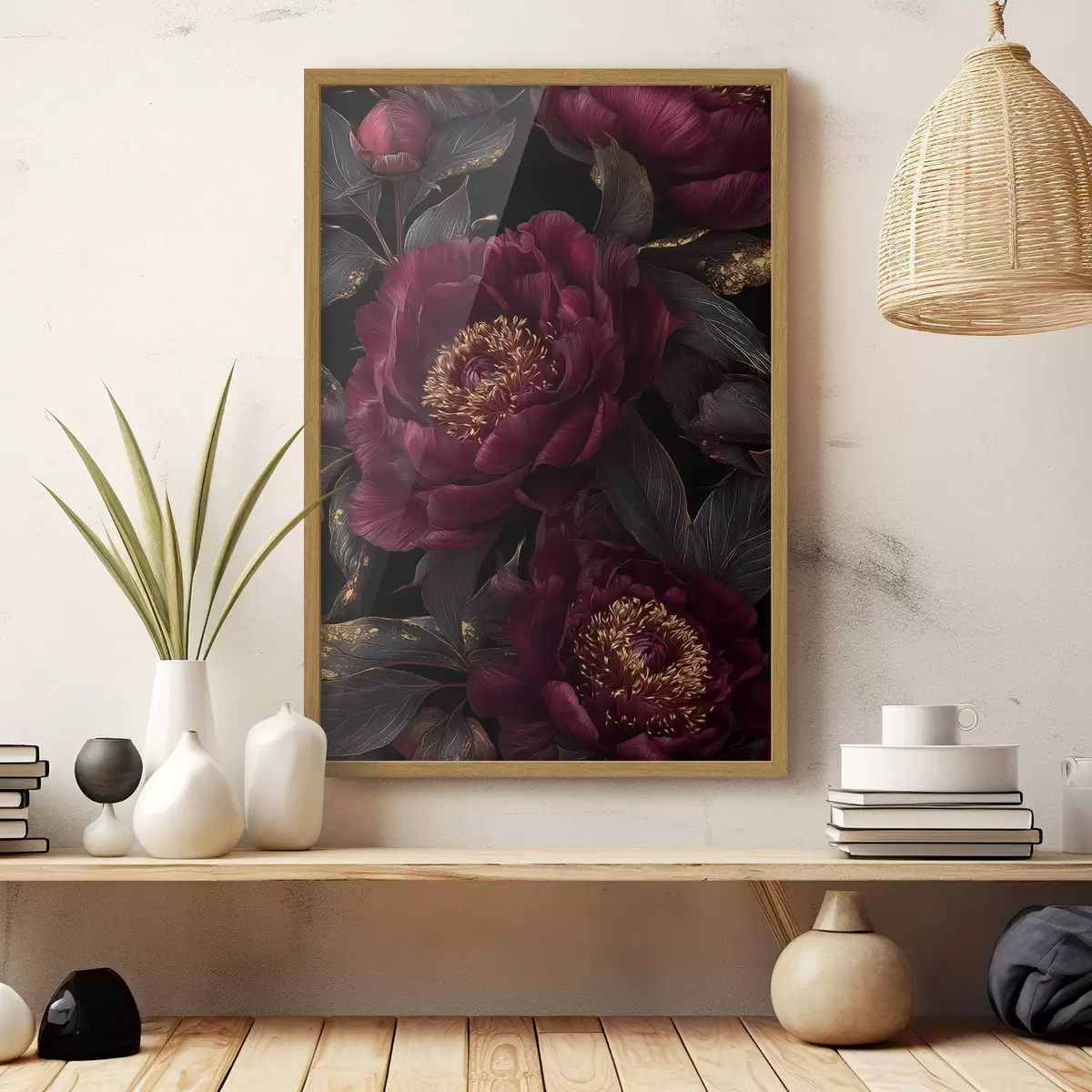 Poster Peonie bordeaux nell’ombra f45877