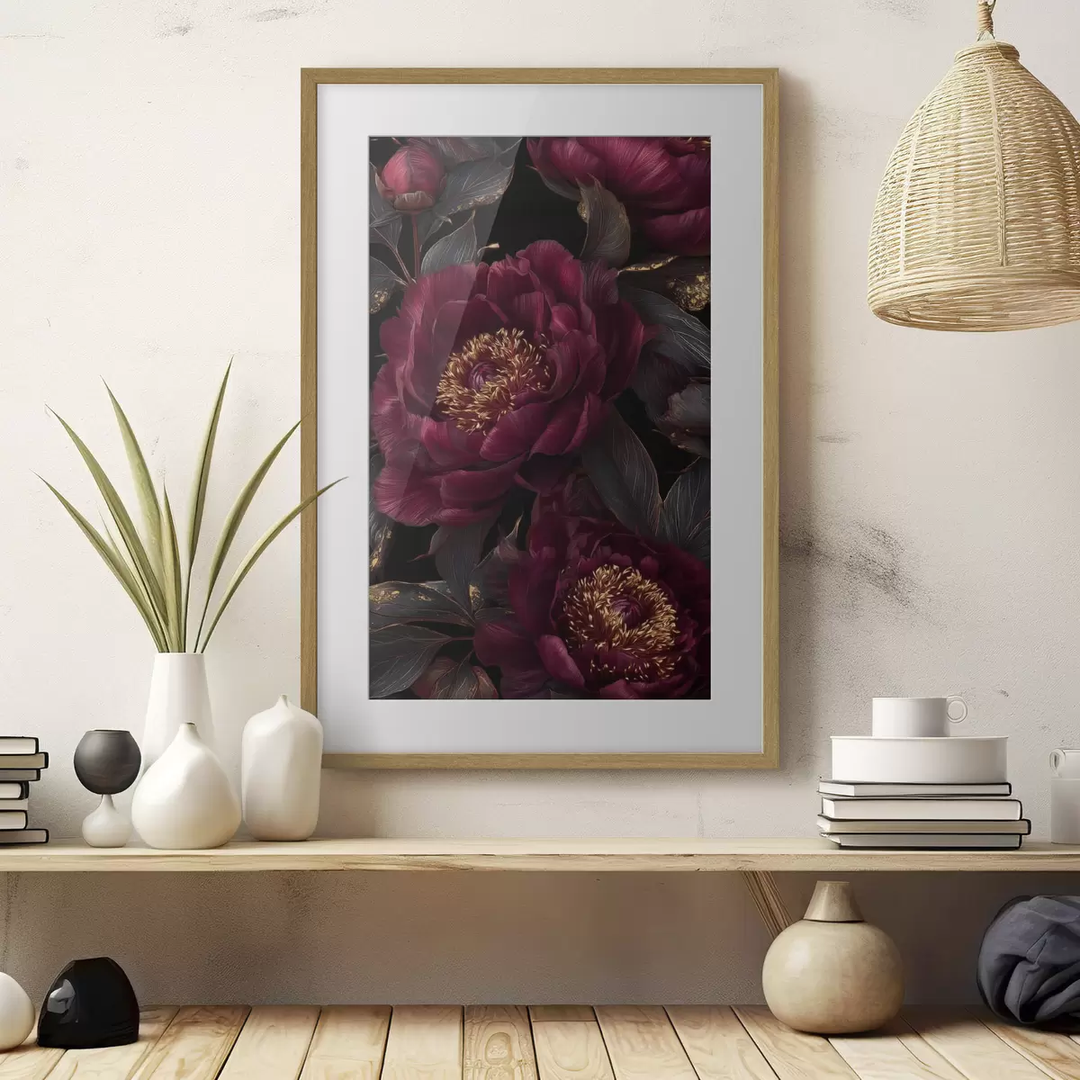 Poster Peonie bordeaux nell’ombra f45877