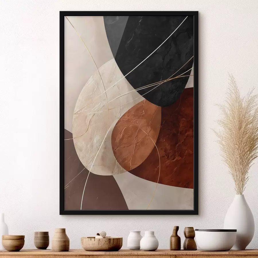 carta da parati Ovali geometrici in una palette di colori beige-caramello nr. f45878