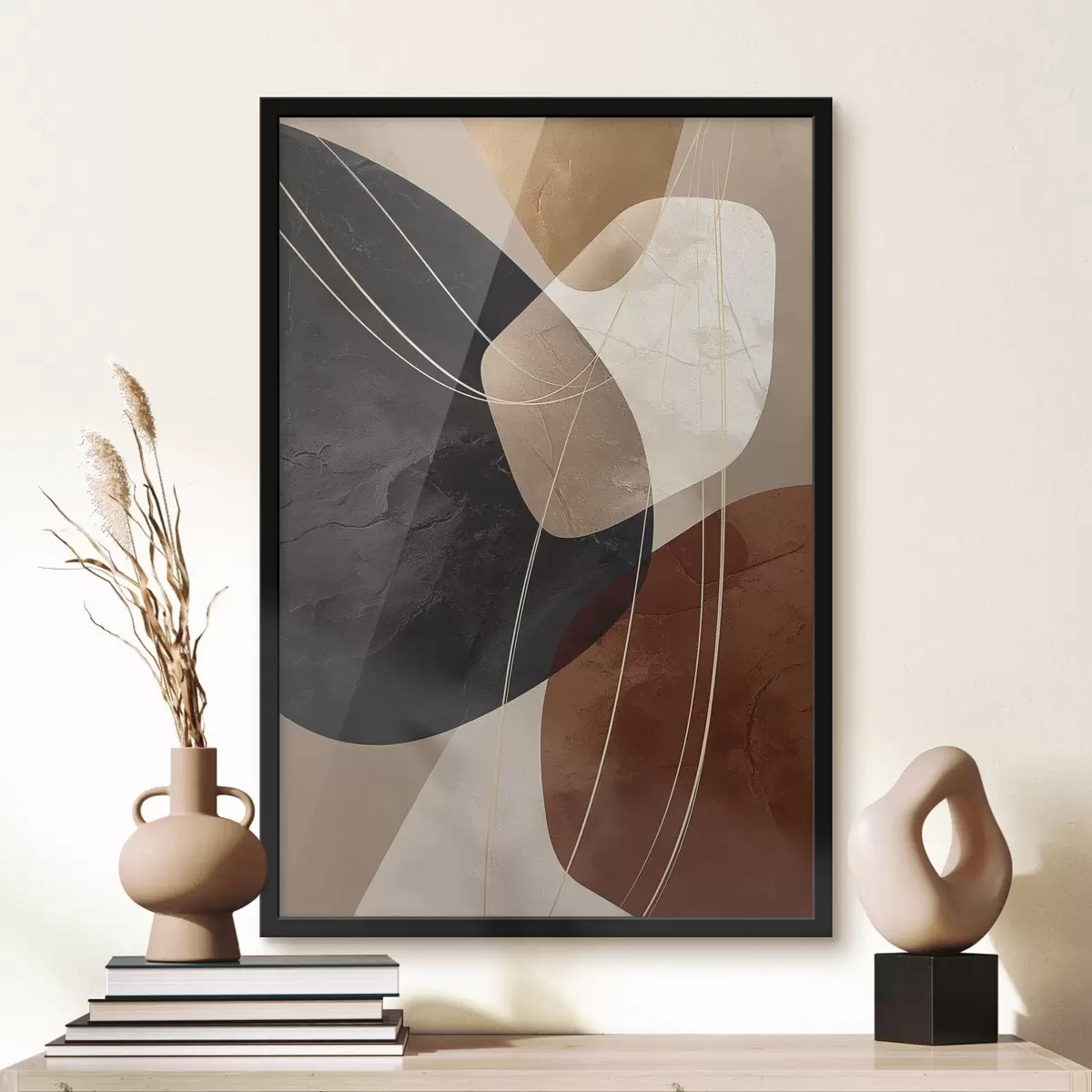 Poster Forme geometriche in una palette dai colori caldi, linee sottili f45879