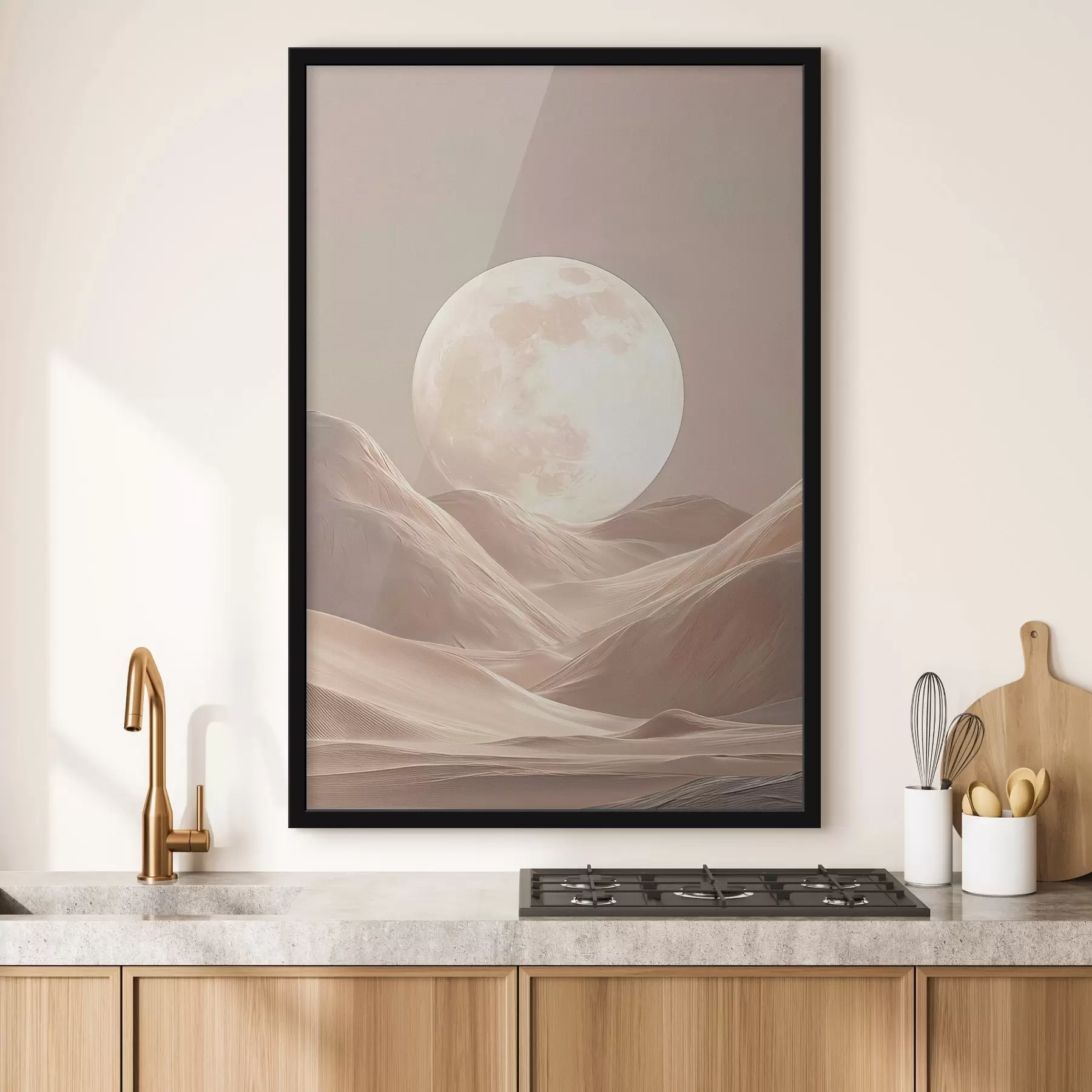 carta da parati Luna sopra le dune sabbiose dai toni rosa nr. f45892