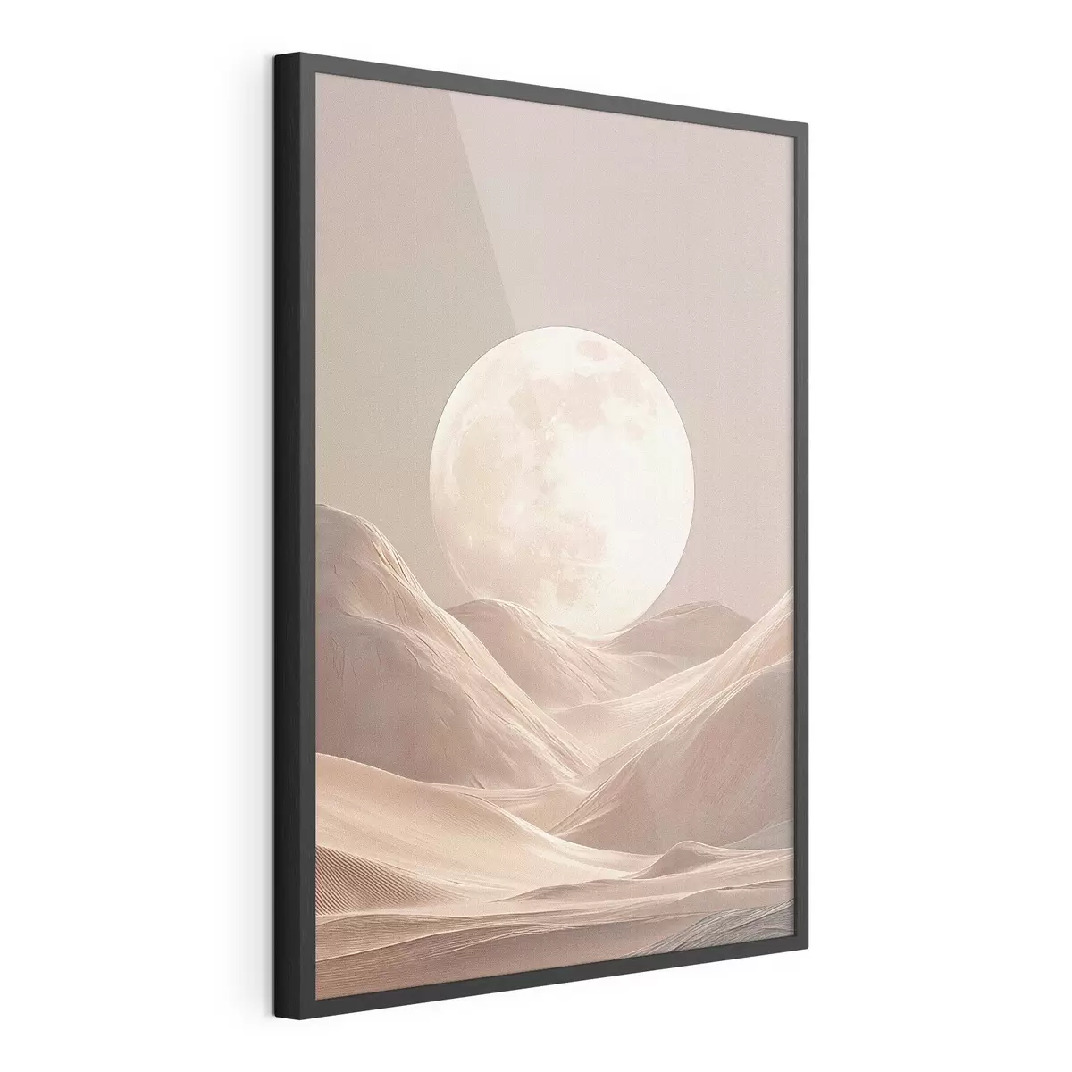 Poster Luna sopra le dune sabbiose dai toni rosa f45892
