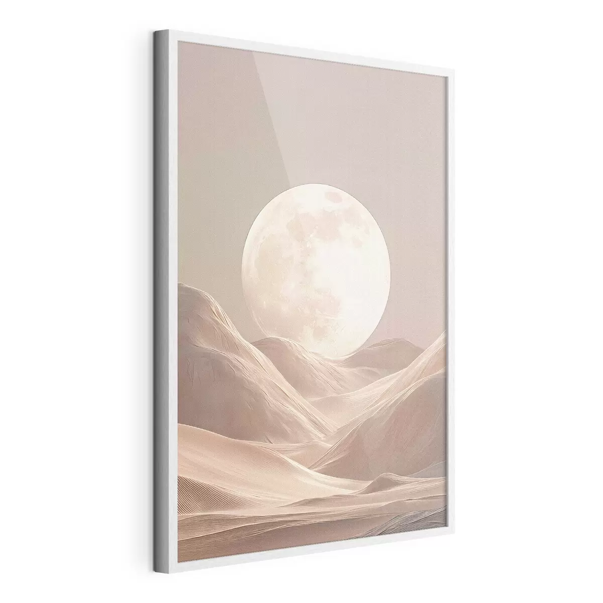 Poster Luna sopra le dune sabbiose dai toni rosa f45892