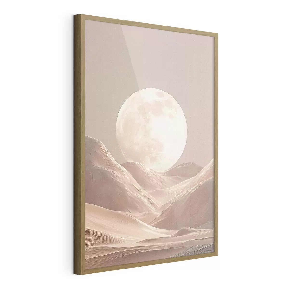Poster Luna sopra le dune sabbiose dai toni rosa f45892