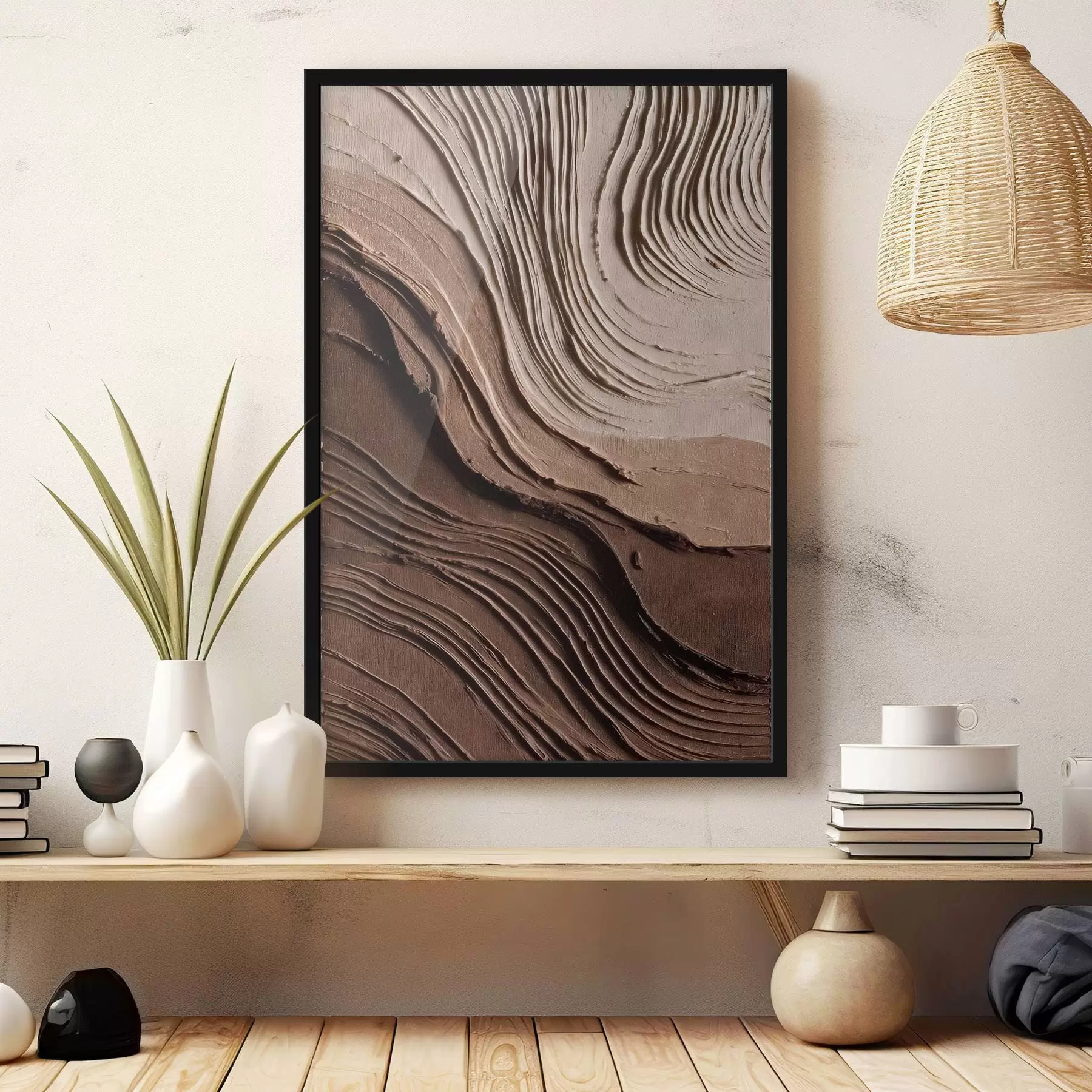 carta da parati Strati in rilievo color cioccolato-beige, pasta strutturata nr. f45894