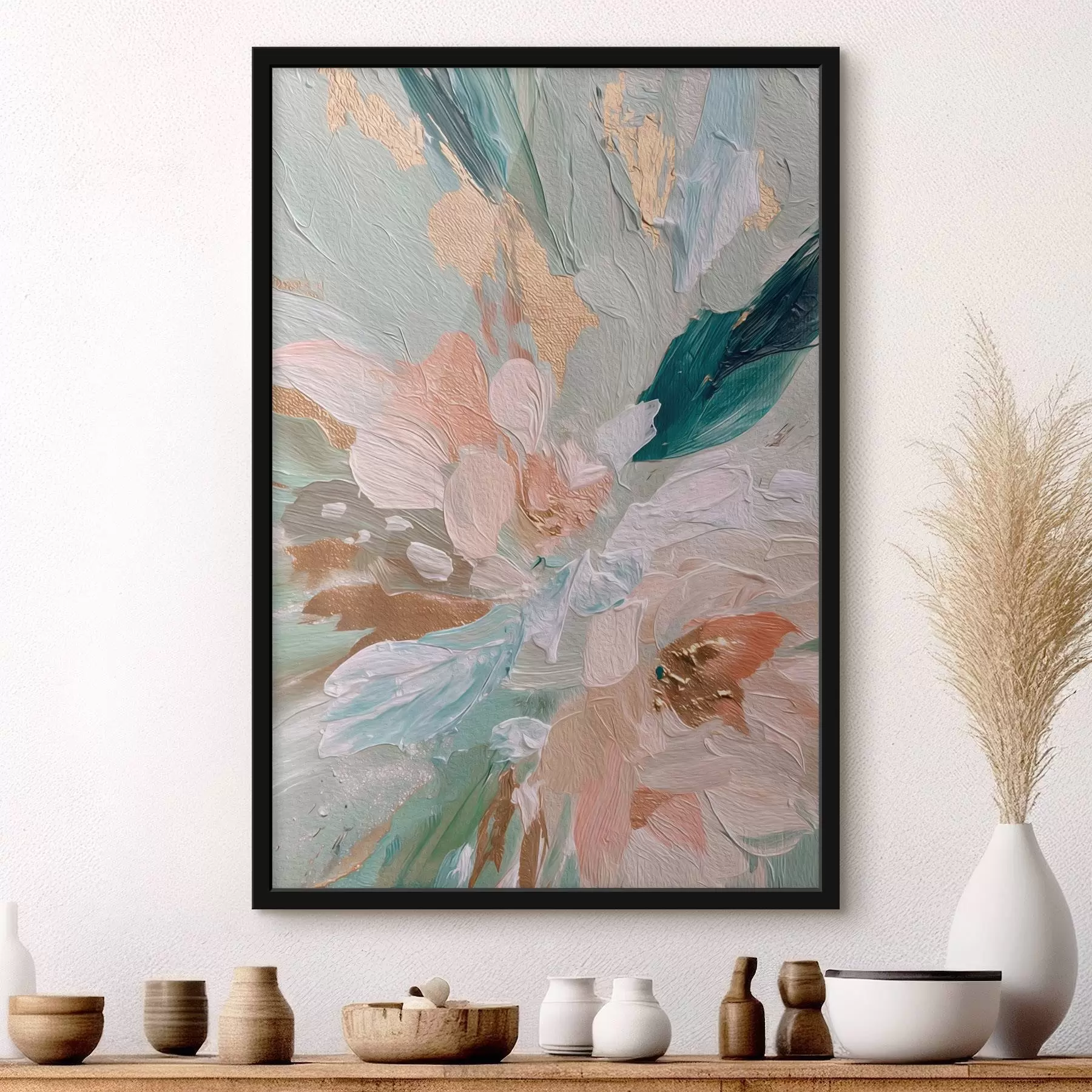 carta da parati Tratti floreali pastello con macchie gialle nr. f45899