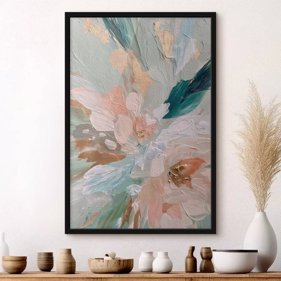 carta da parati Tratti floreali pastello con macchie gialle nr. f45899