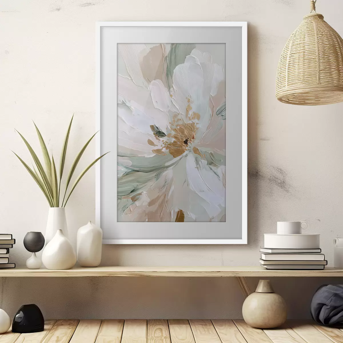 Poster Fiore pastello impasto con accenti gialli f45900