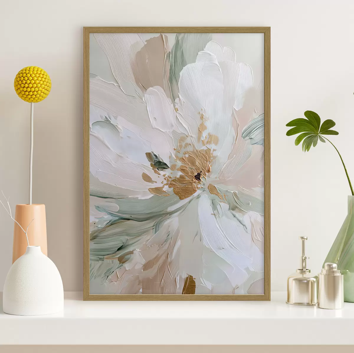 Poster Fiore pastello impasto con accenti gialli f45900