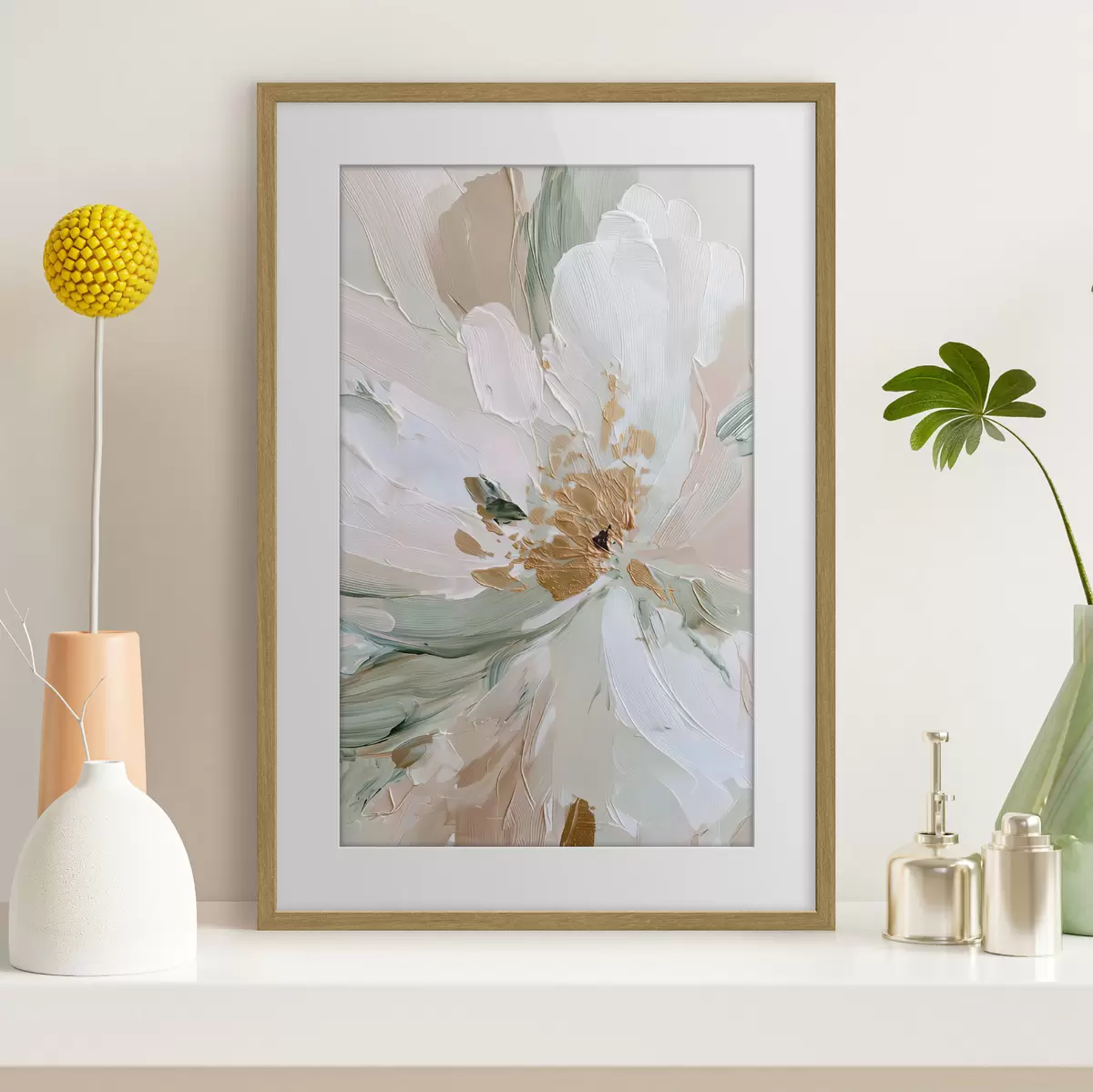 Poster Fiore pastello impasto con accenti gialli f45900