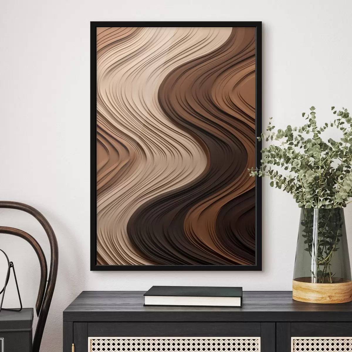 Poster Onde verticali in caldi strati beige-marroni f45905