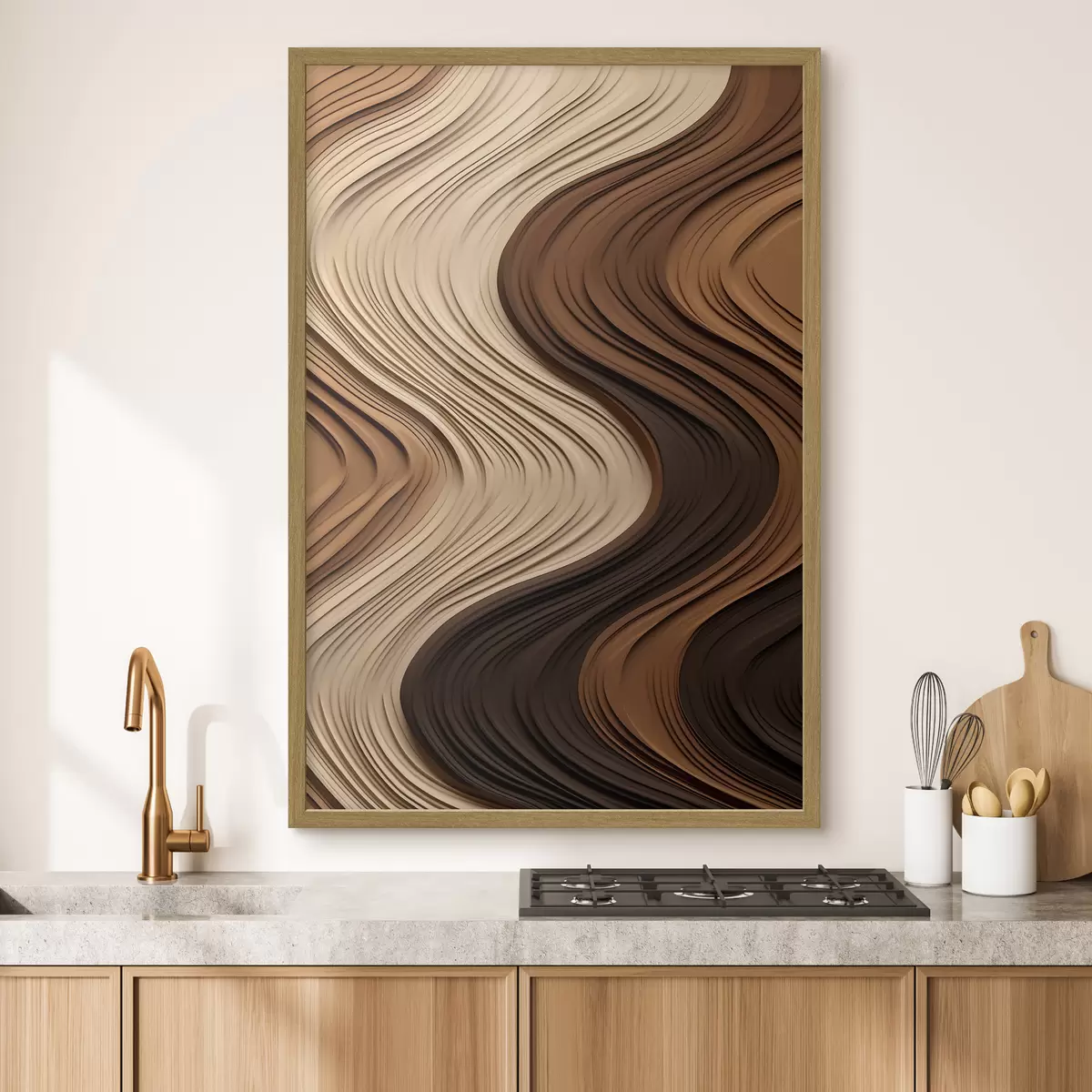 Poster Onde verticali in caldi strati beige-marroni f45905