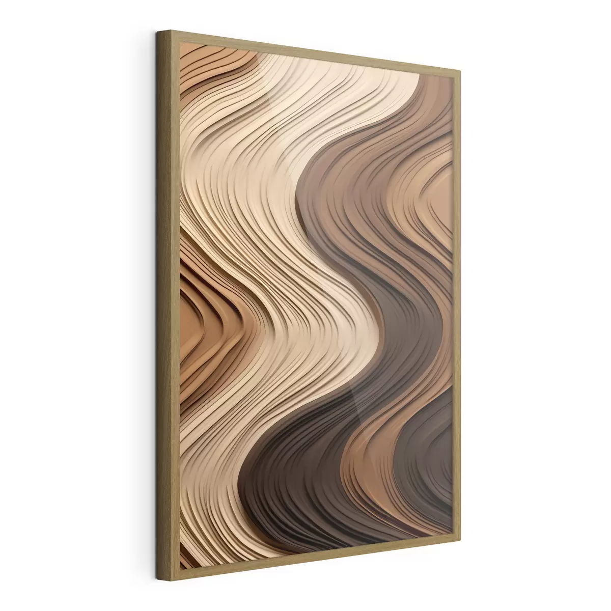Poster Onde verticali in caldi strati beige-marroni f45905