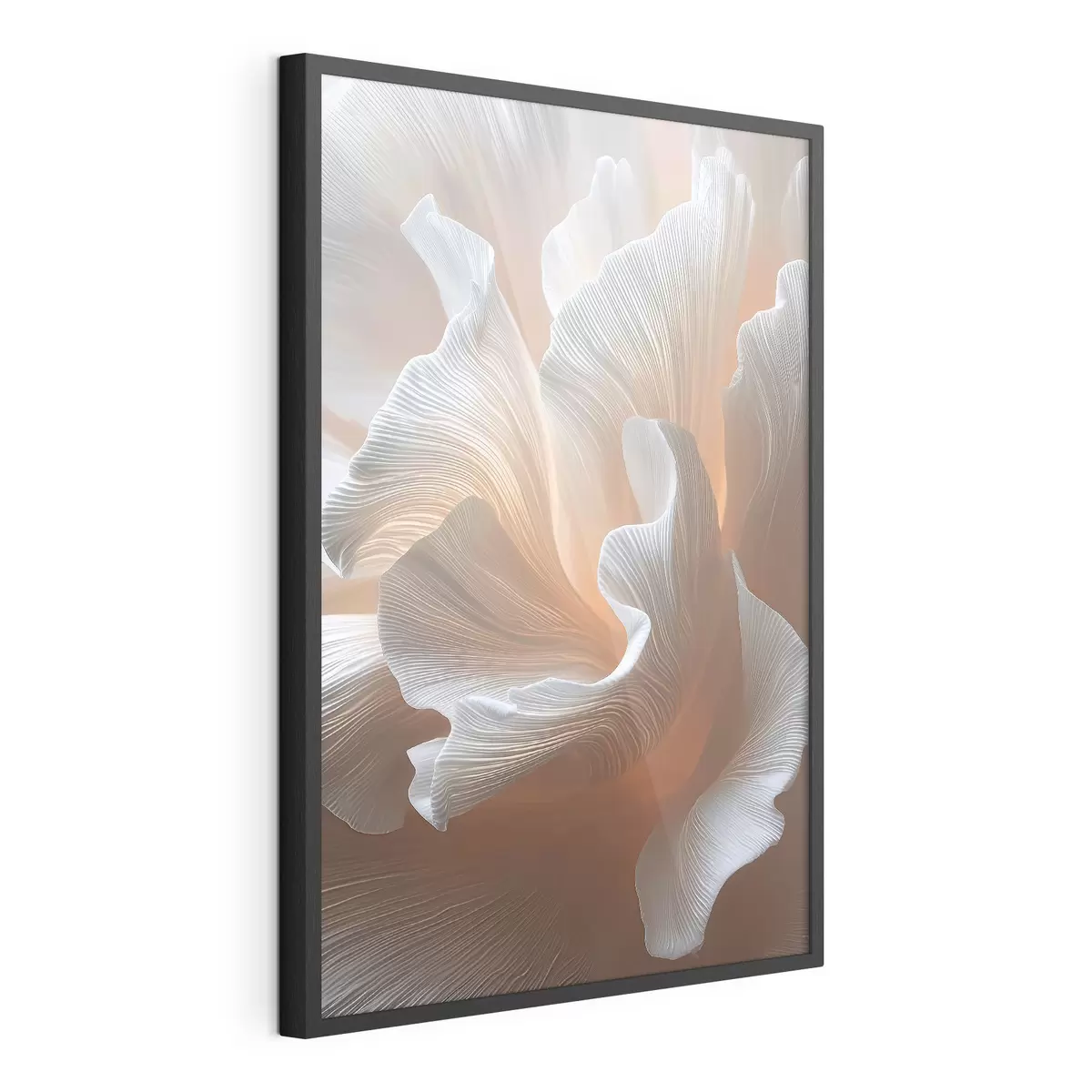 Poster Petali bianchi e vaporosi con un caldo bagliore color pesca f45909