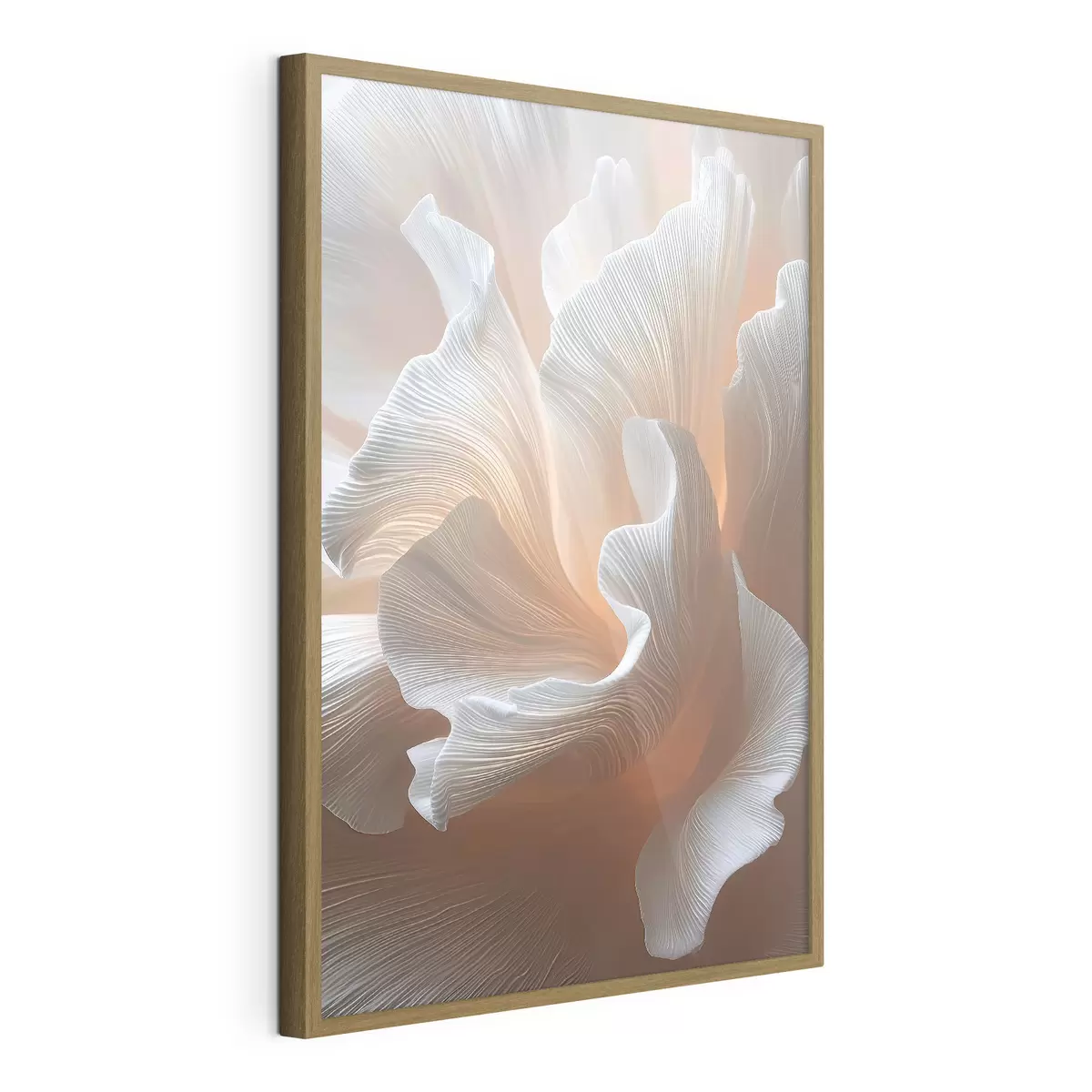 Poster Petali bianchi e vaporosi con un caldo bagliore color pesca f45909