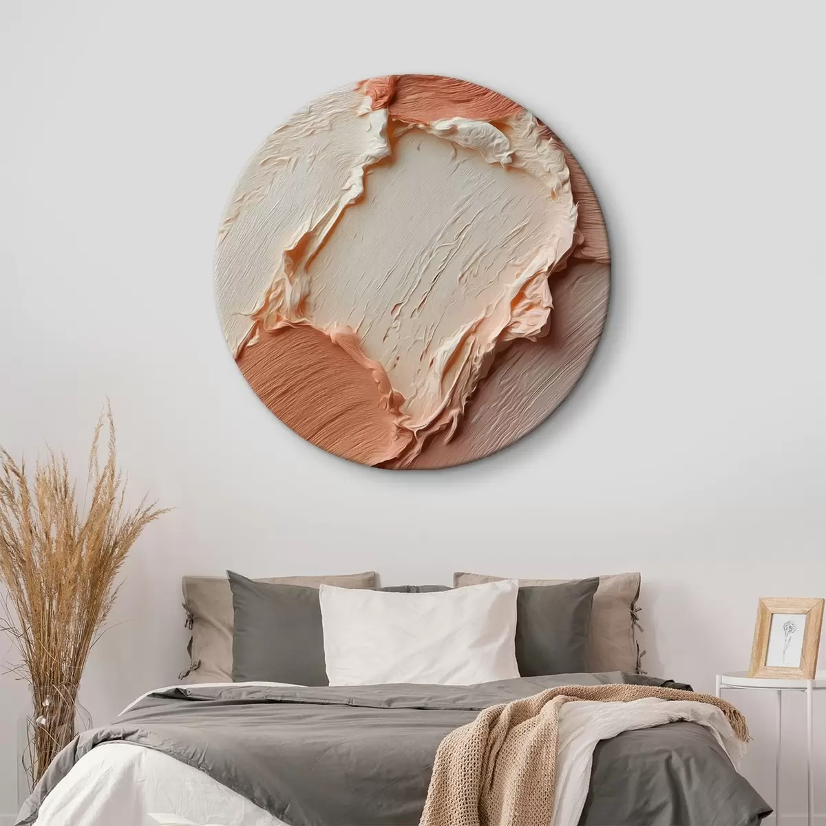 Quadri rotondi Pennellate dalla consistenza color crema-pesca, impasto ricco r45869