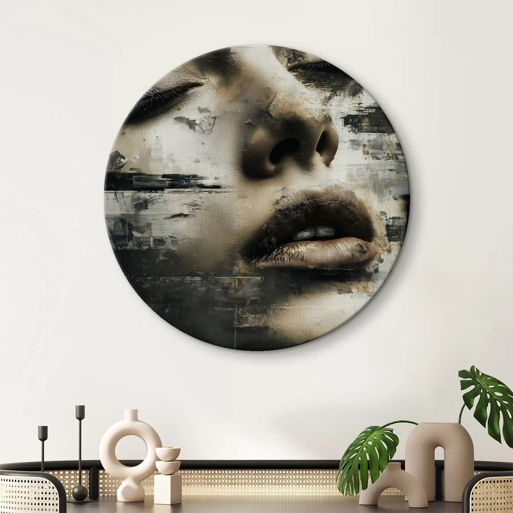 carta da parati Ritratto femminile astratto con effetto glitch e texture nr. r45873