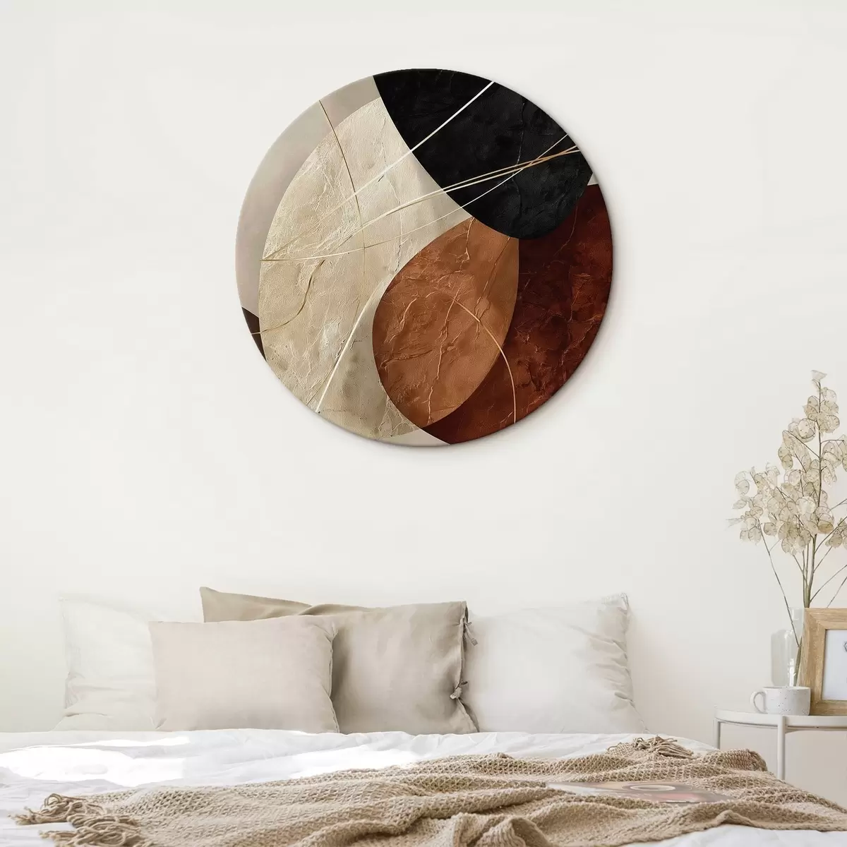 Quadri rotondi Ovali geometrici in una palette di colori beige-caramello r45878